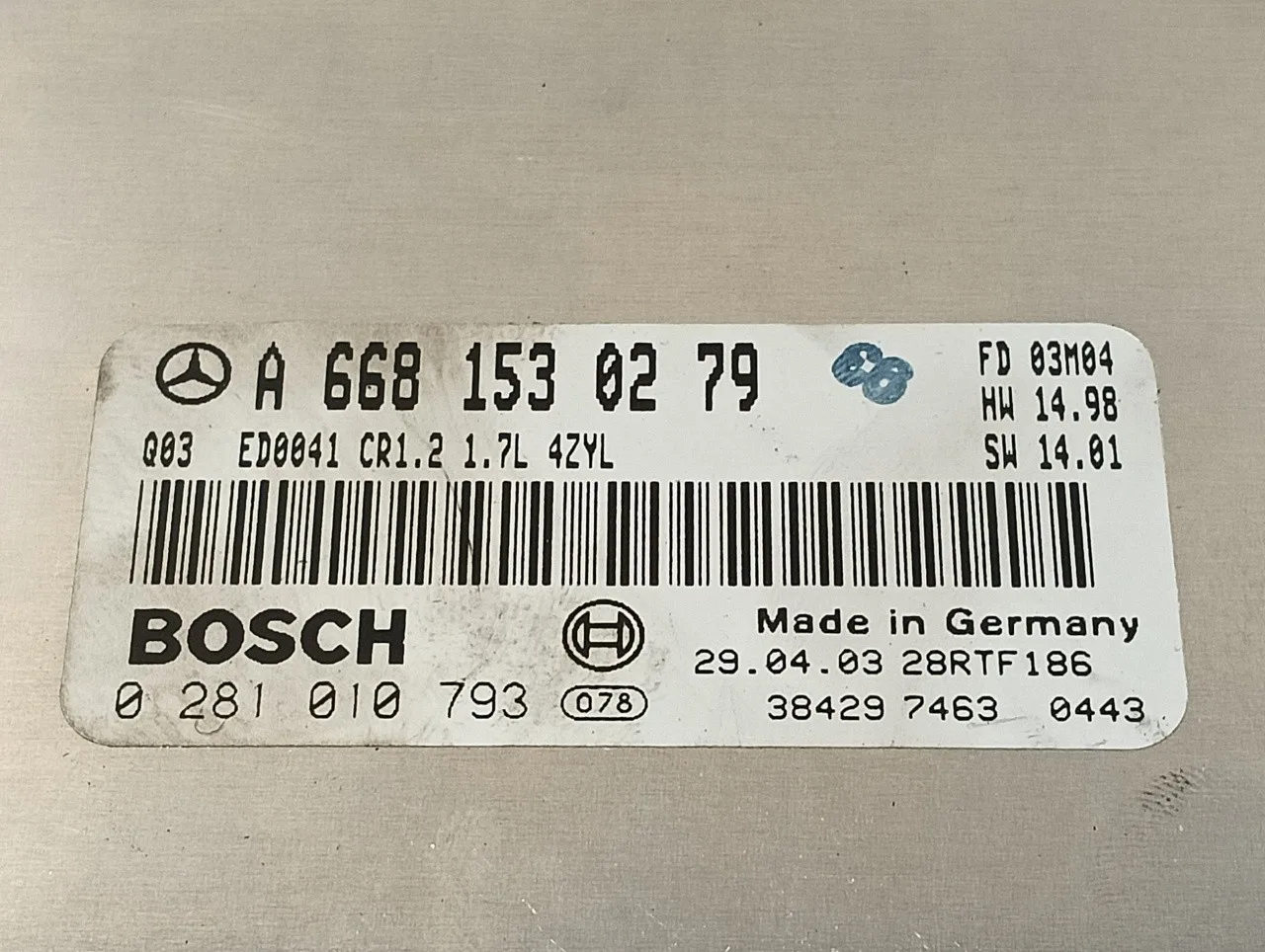 Centralita Motor Uce para Mercedes-Benz Clase A (W168)
