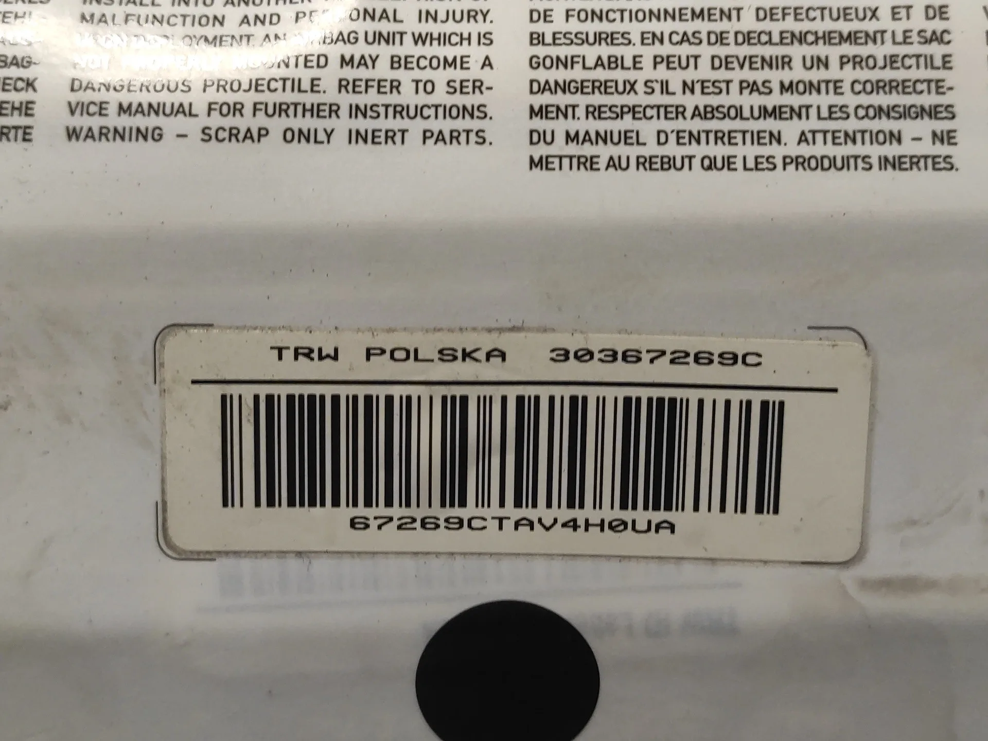 Airbag Delantero Derecho para Bmw Serie 3 Berlina (E90)