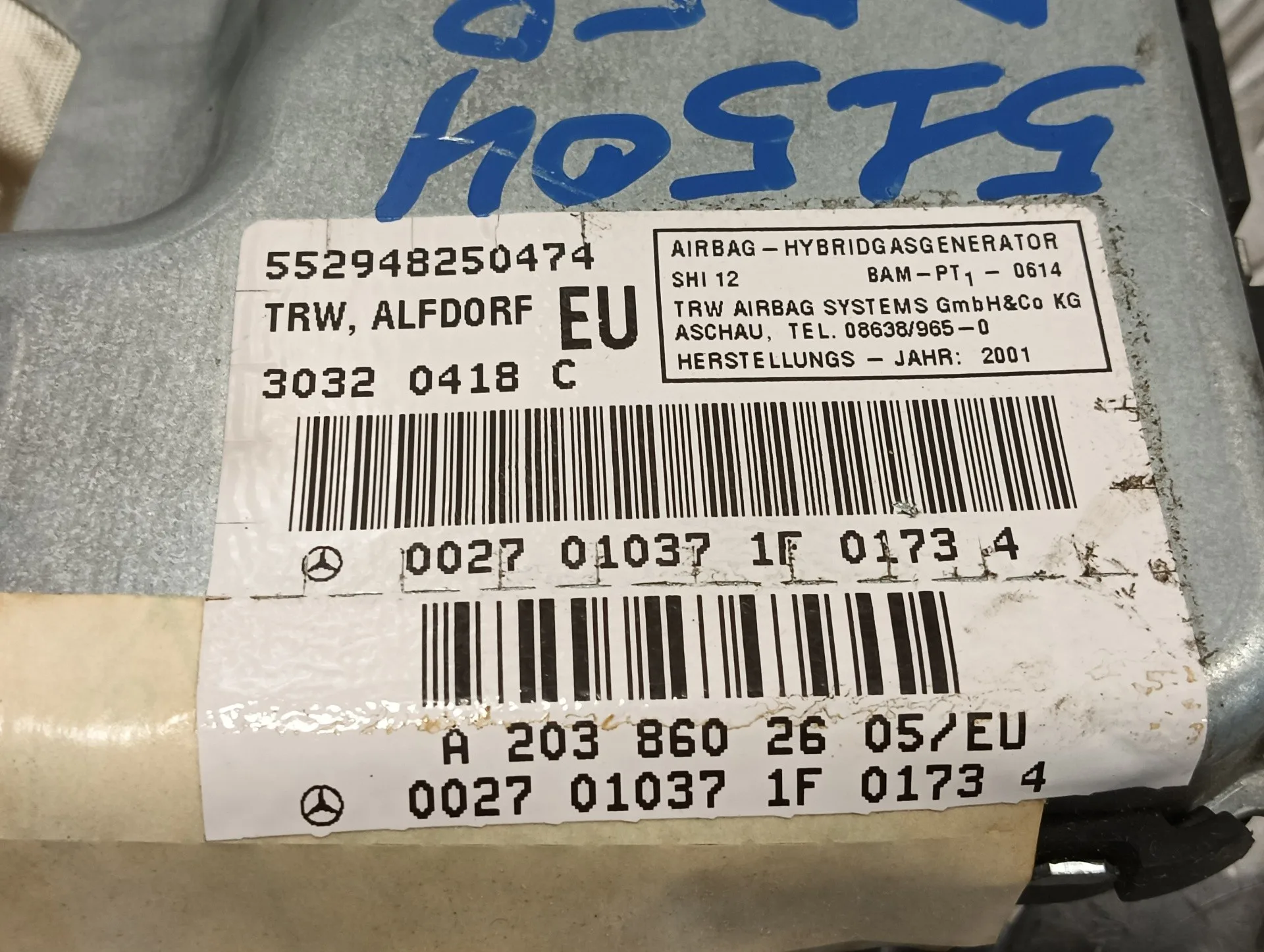 Airbag Lateral Delantero Derecho para Mercedes-Benz Clase C (W203) Berlina