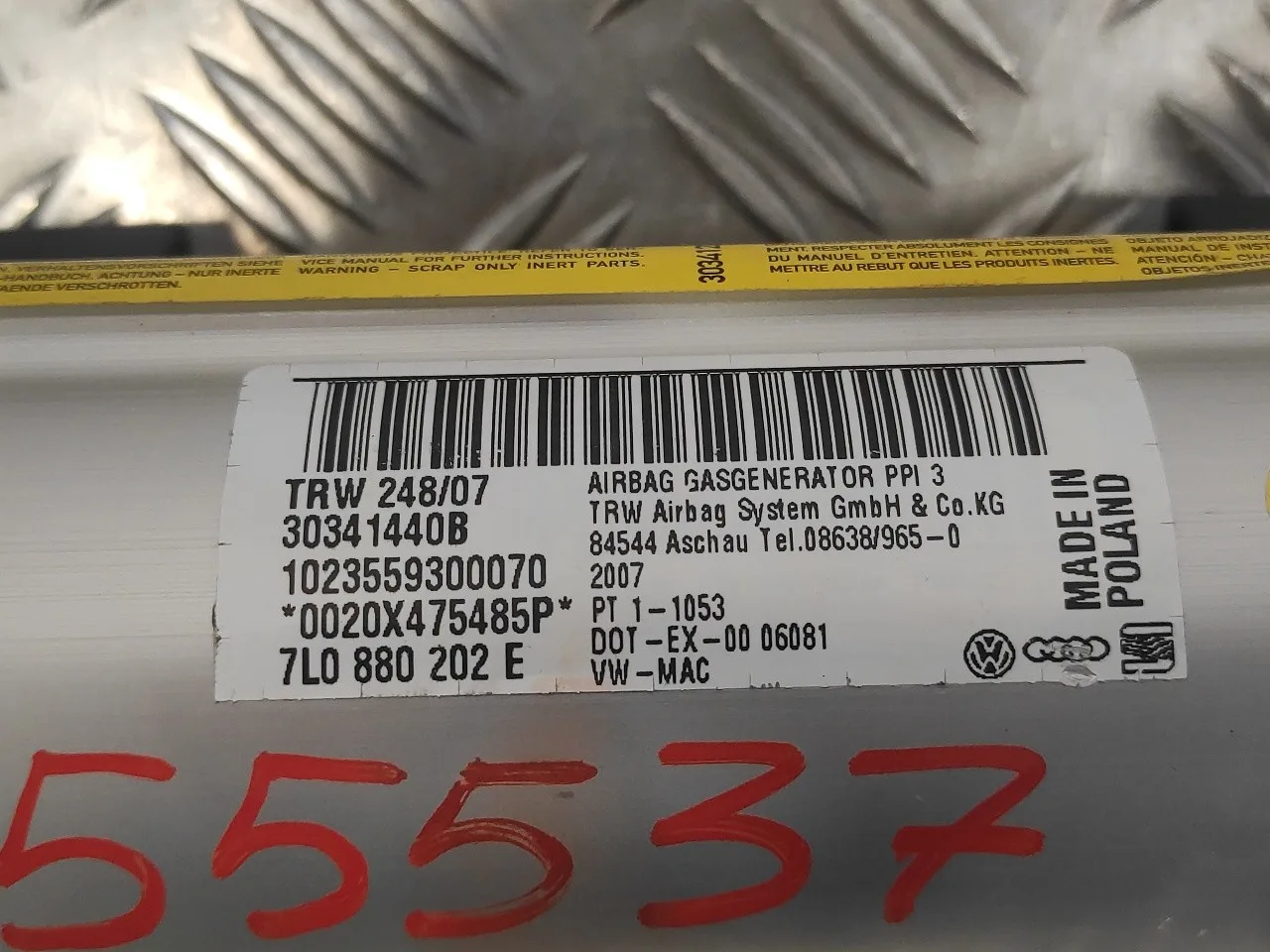 Airbag Delantero Derecho para Volkswagen Touareg (7L6)