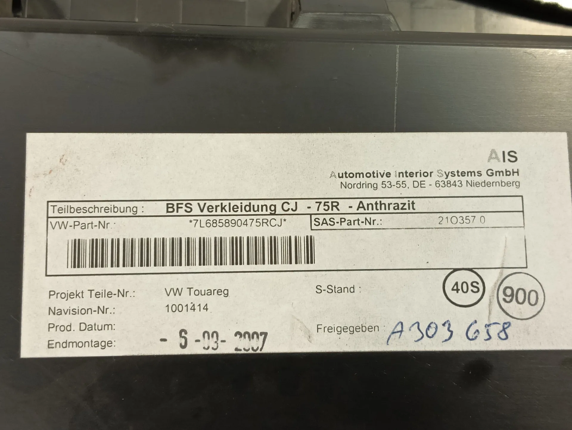 Guantera para Volkswagen Touareg (7L6)