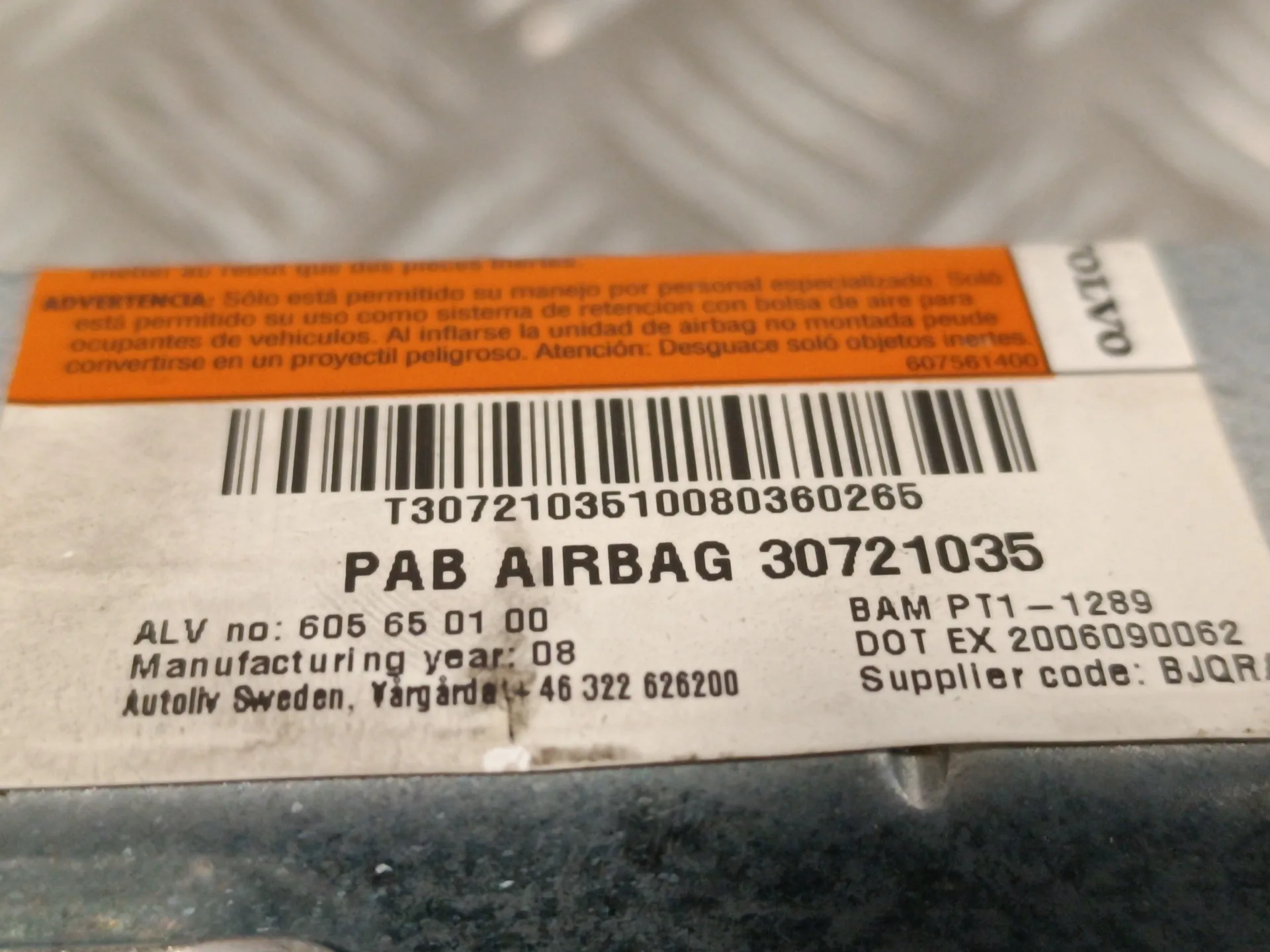 Airbag Delantero Derecho para Volvo V70 Familiar