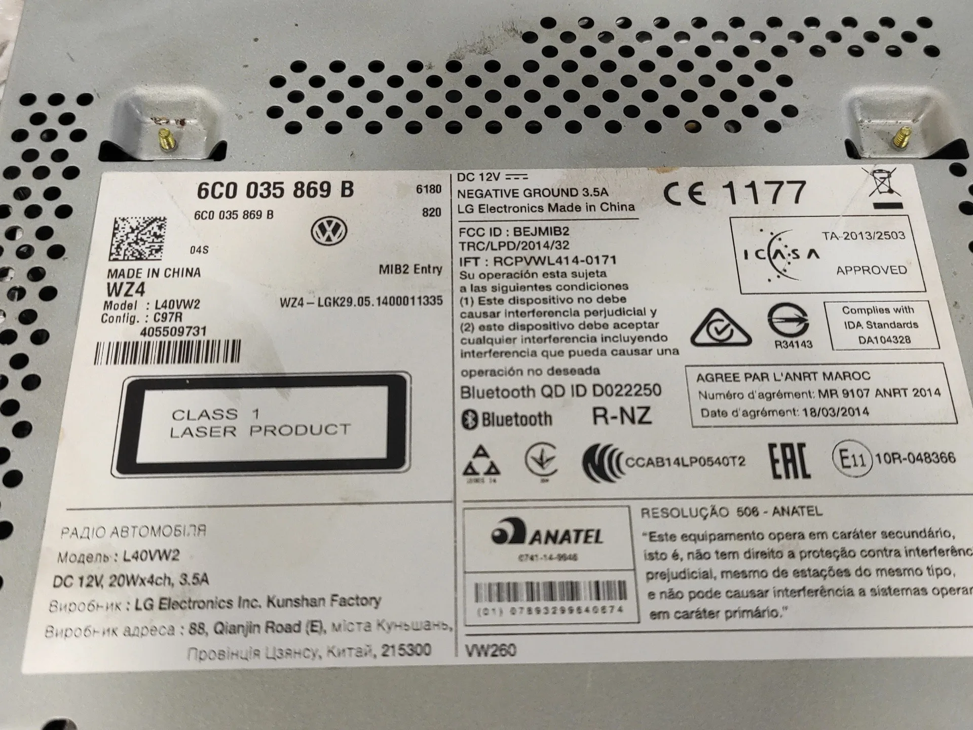 Sistema Audio / Radio Cd para Volkswagen Polo (6R1)