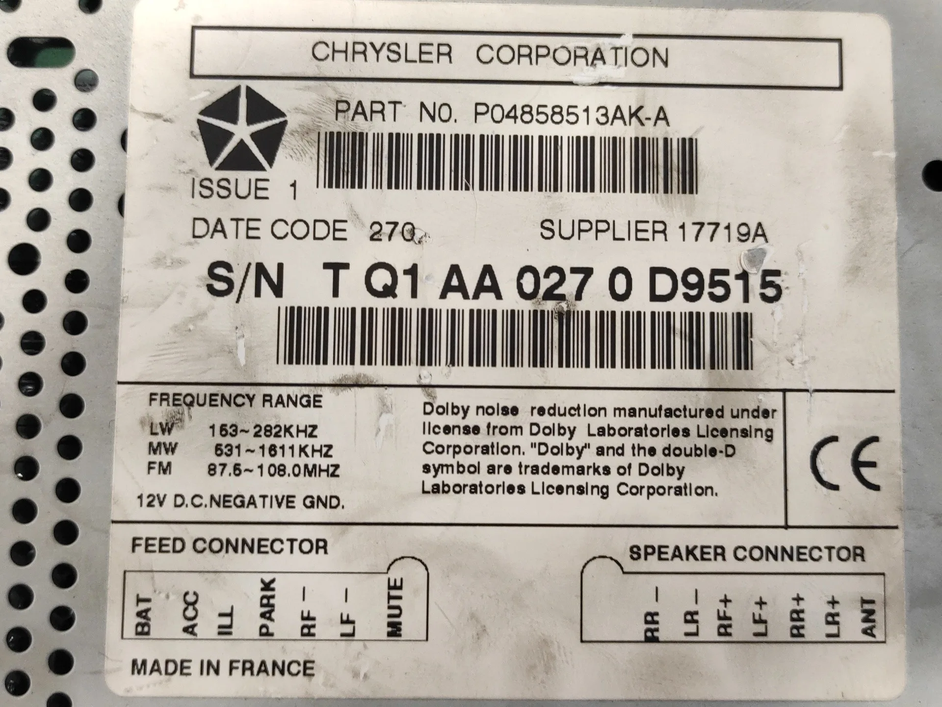 Sistema Audio / Radio Cd para Jeep Gr.cherokee (Wj/Wg)