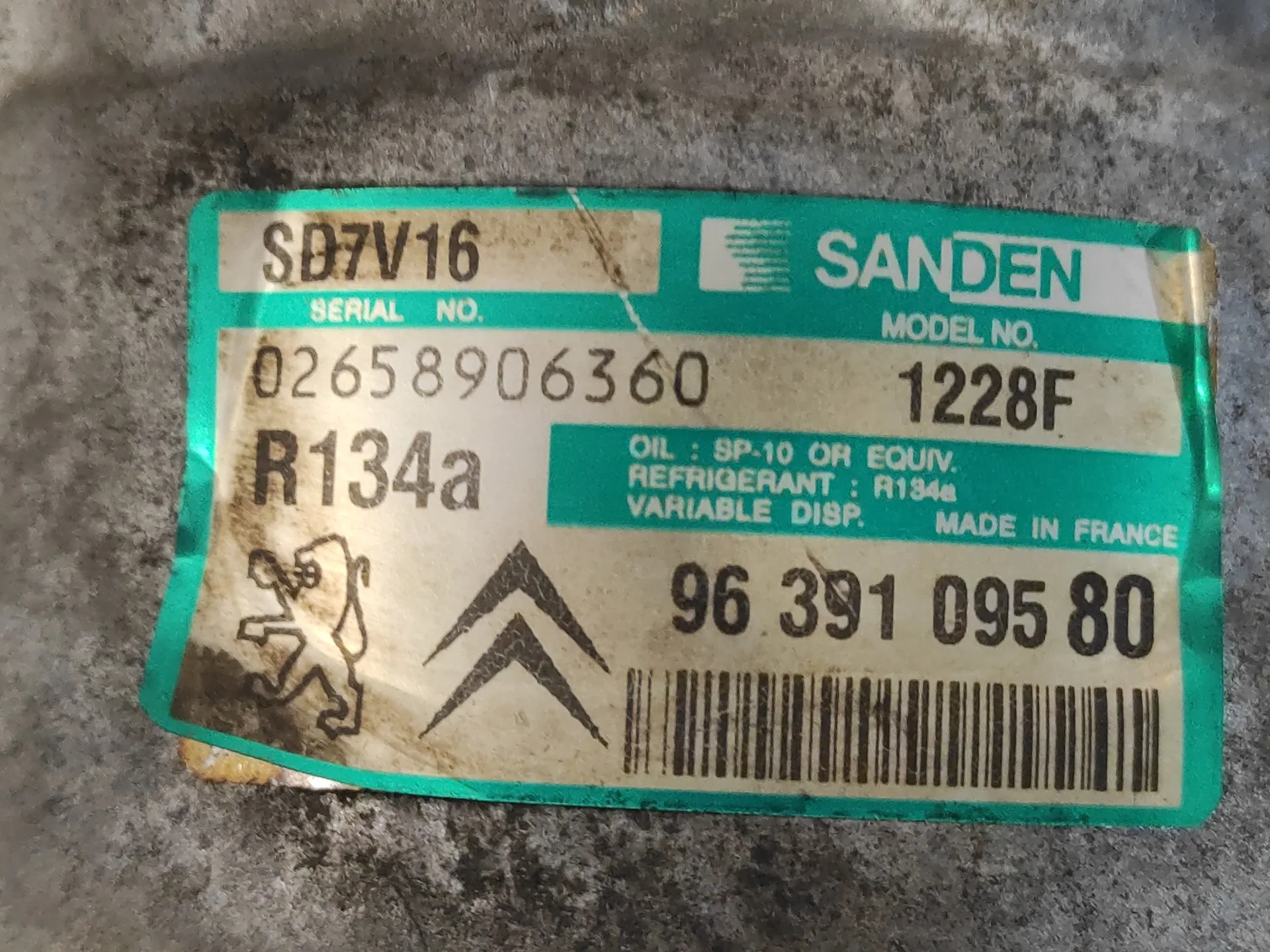 Compresor Aire Acondicionado para Peugeot 807