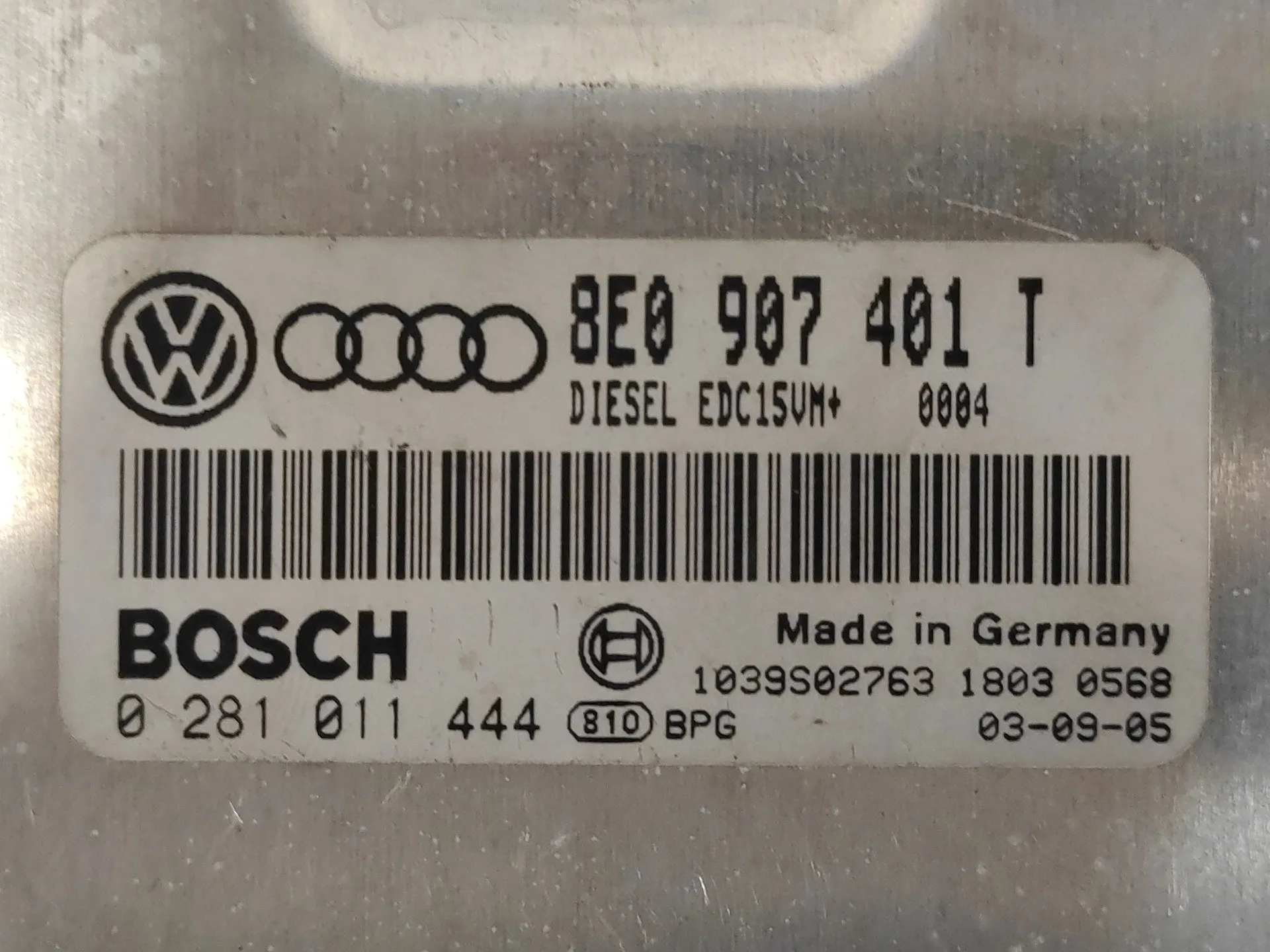 Centralita Motor Uce para Audi A4 Avant (8E)