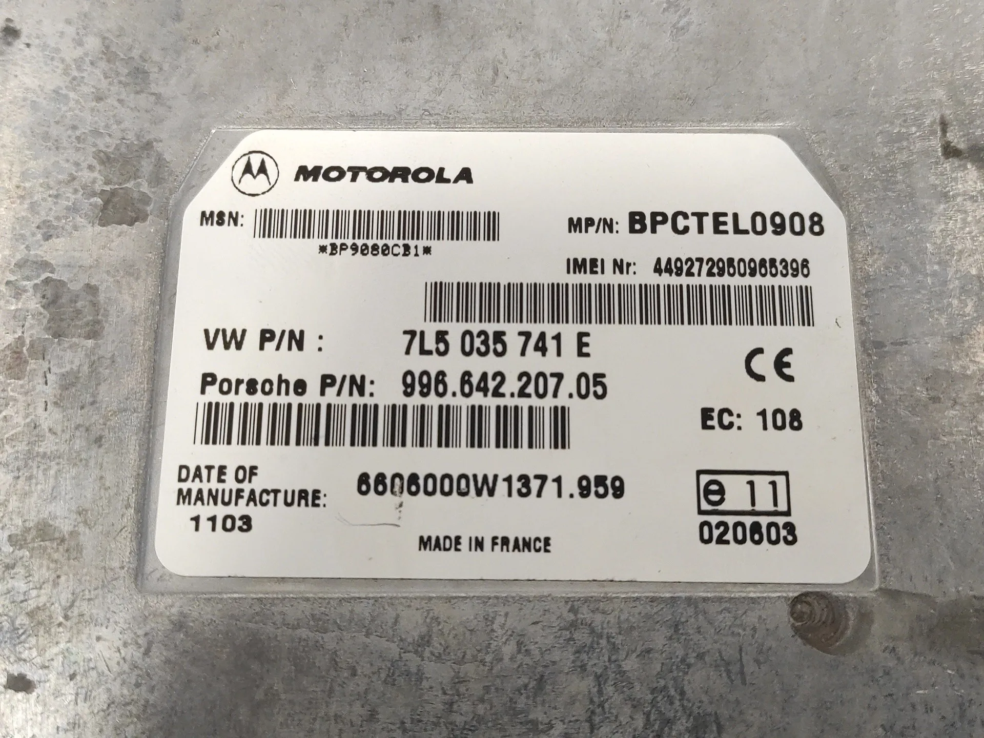 Modulo Electronico para Porsche Cayenne (Typ 9Pa)