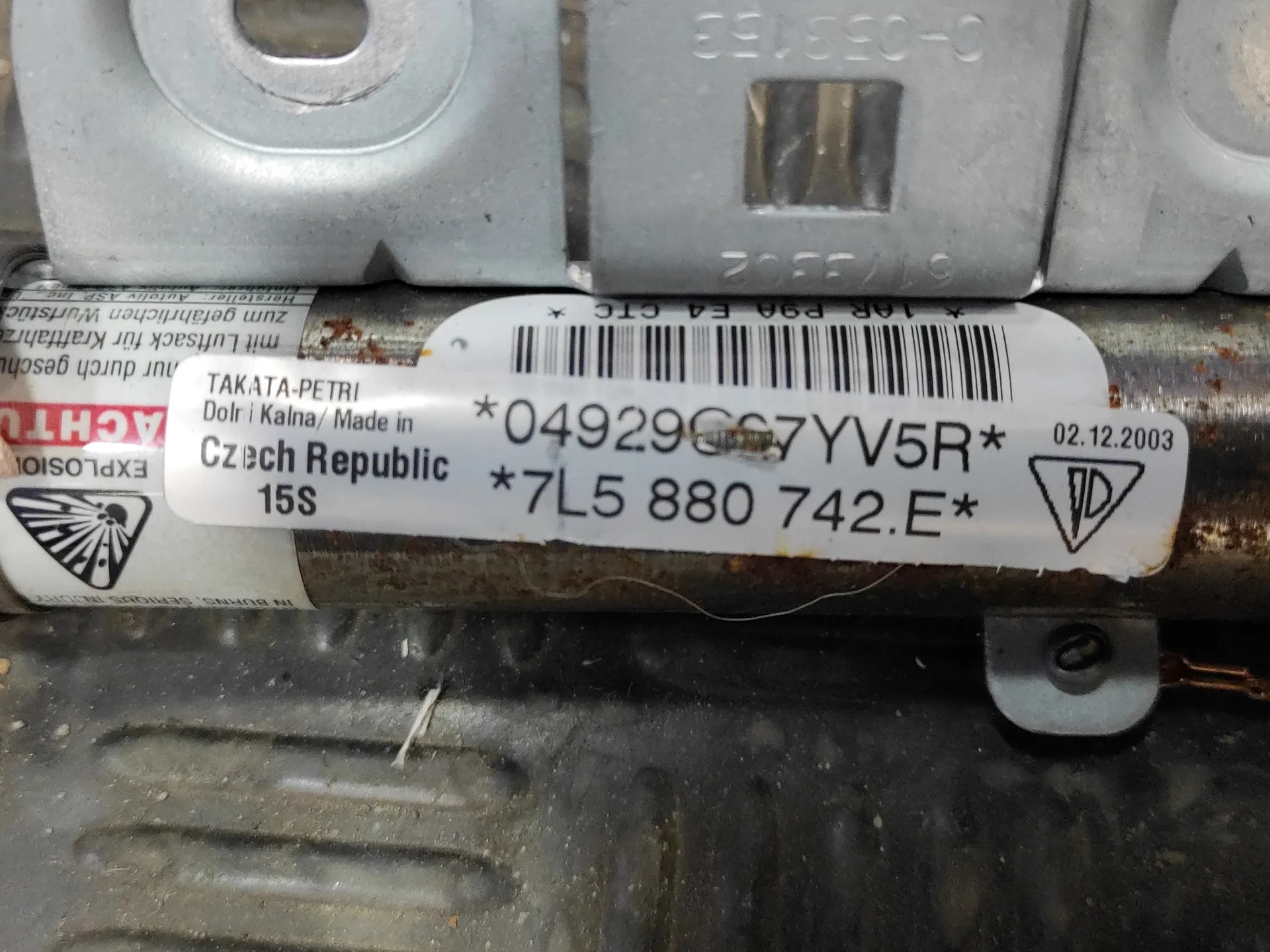 Airbag Cortina Delantero Derecho para Porsche Cayenne (Typ 9Pa)