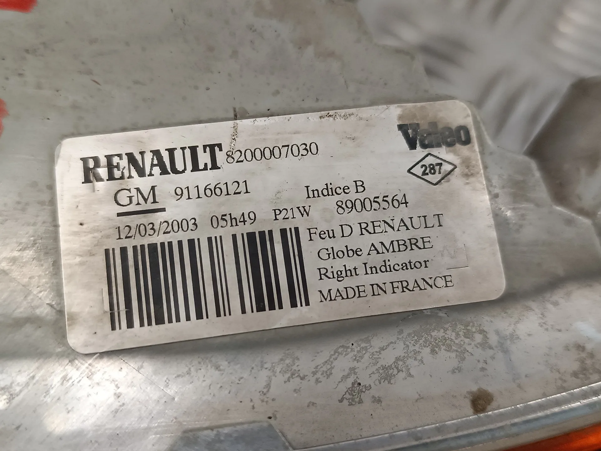 Piloto Delantero Derecho para Renault Trafic Caja Cerrada (Ab 4.01)