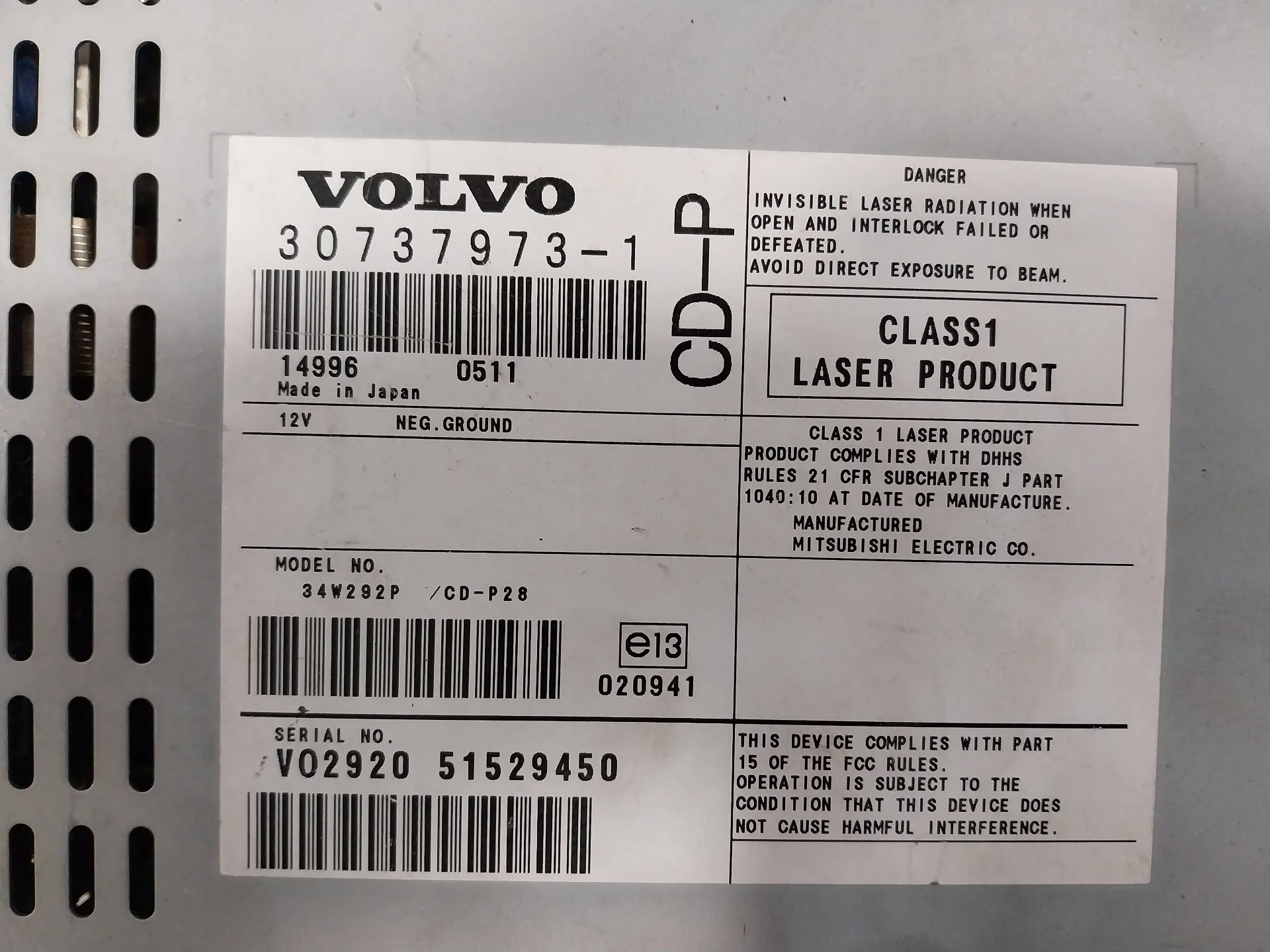 Sistema Audio / Radio Cd para Volvo Xc90