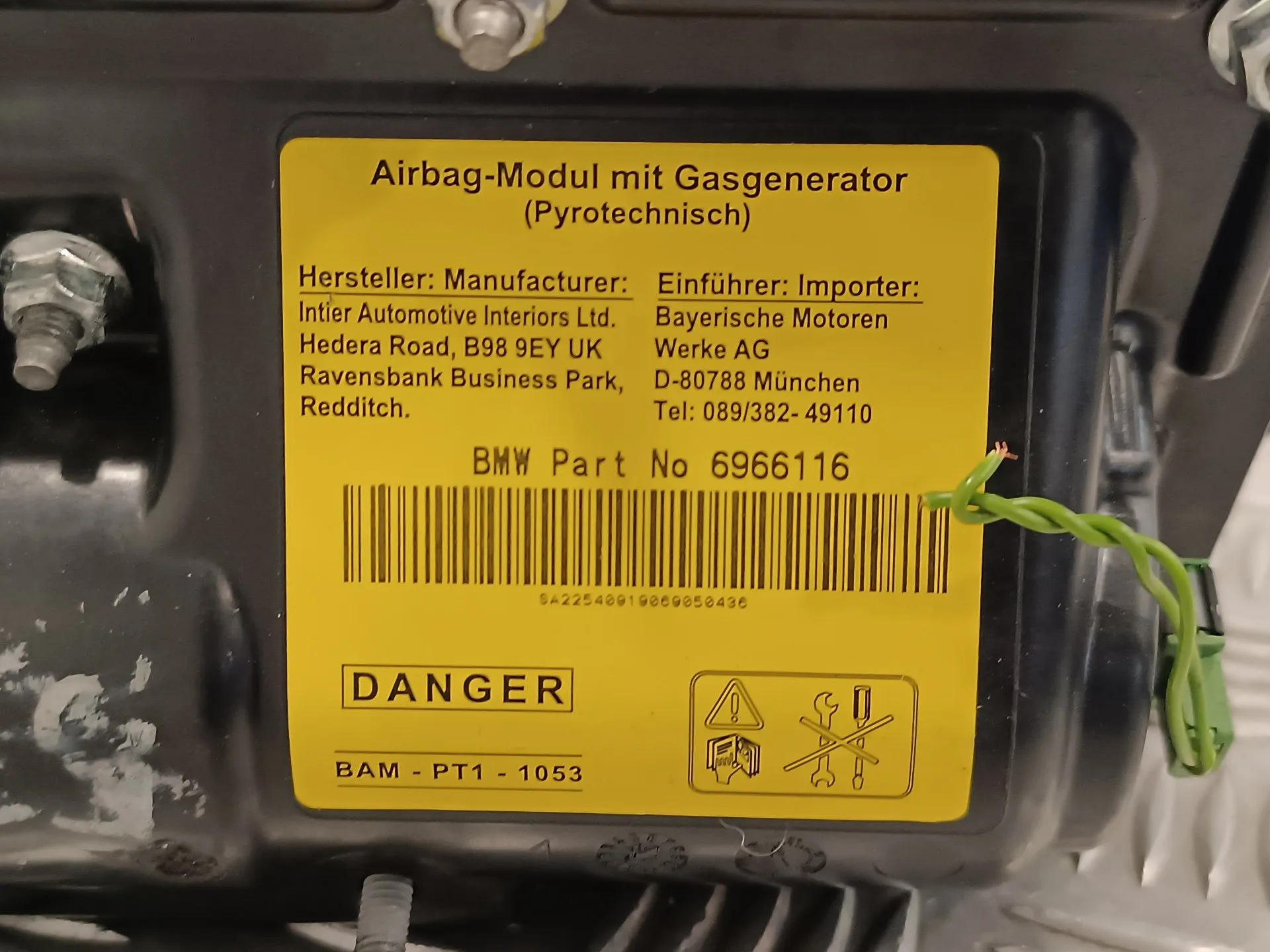 Airbag Delantero Derecho para Bmw Mini (R50,R53)
