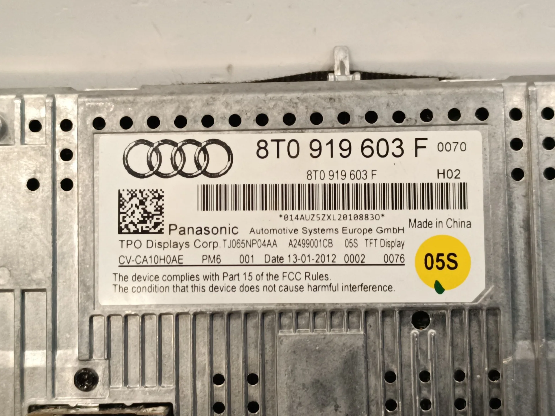 Pantalla Multifuncion para Audi A5 Coupe (8T)