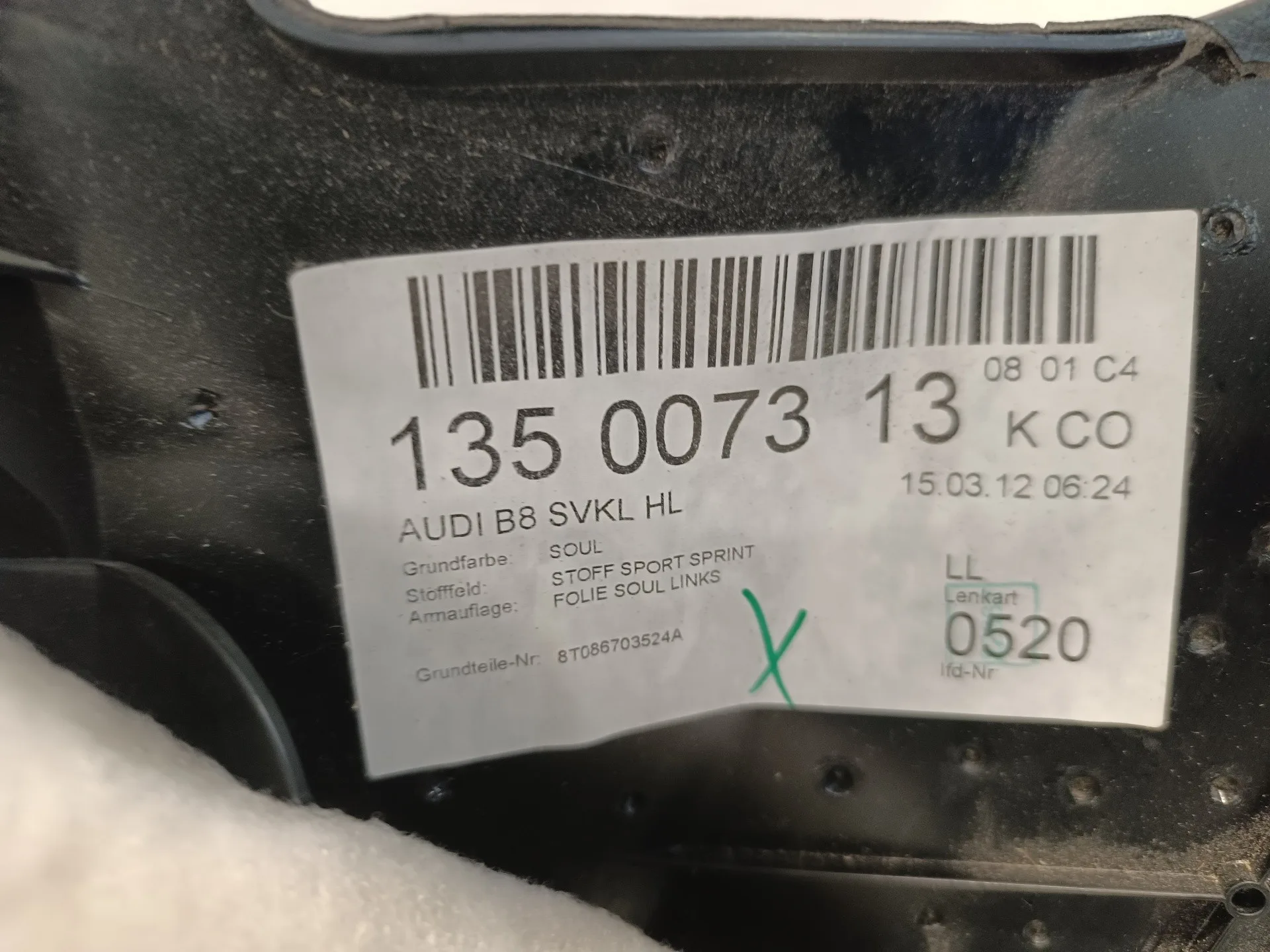 Guarnecido Puerta Trasera Izquierda para Audi A5 Coupe (8T)