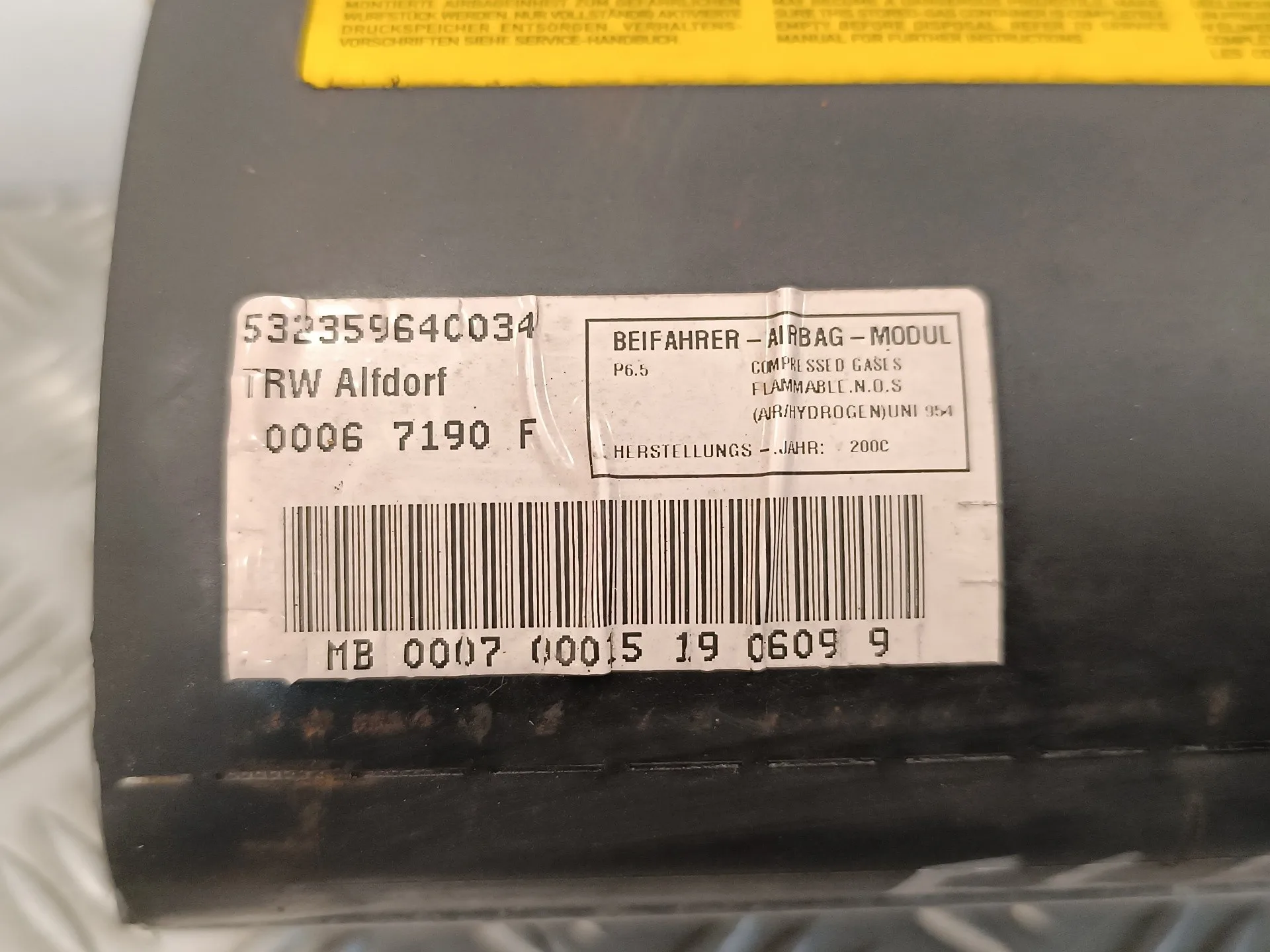 Airbag Delantero Derecho para Mercedes-Benz Clase Slk (W170) Roadster