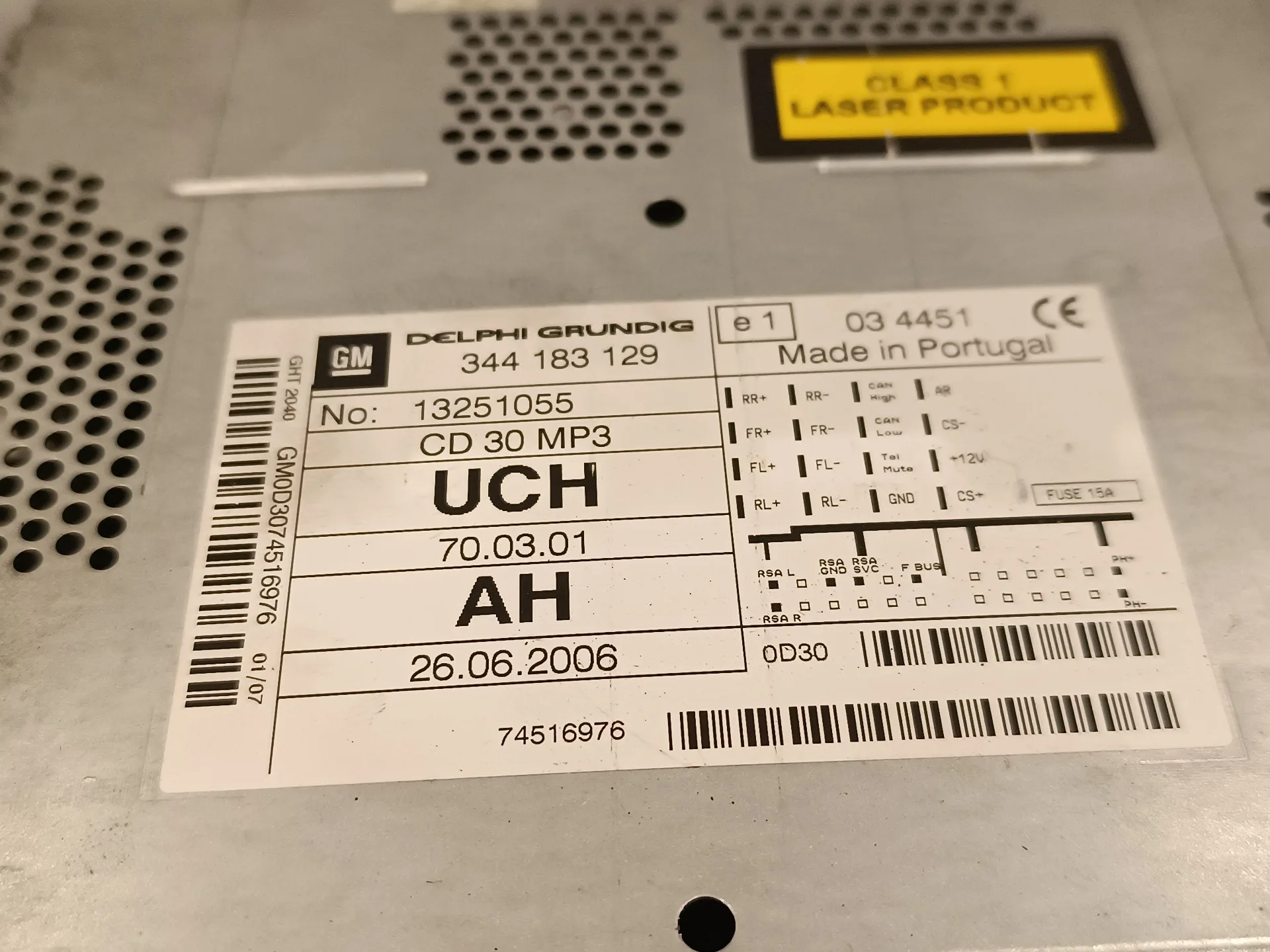 Sistema Audio / Radio Cd para Opel Astra H Caravan