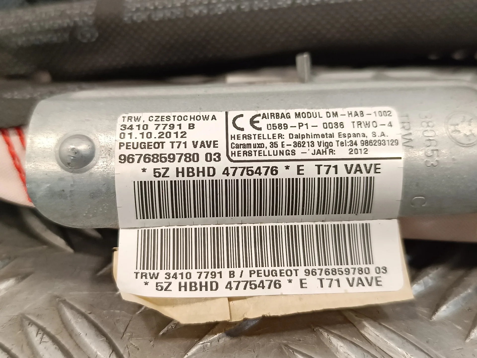 Airbag Cortina Delantero Izquierdo para Peugeot 308