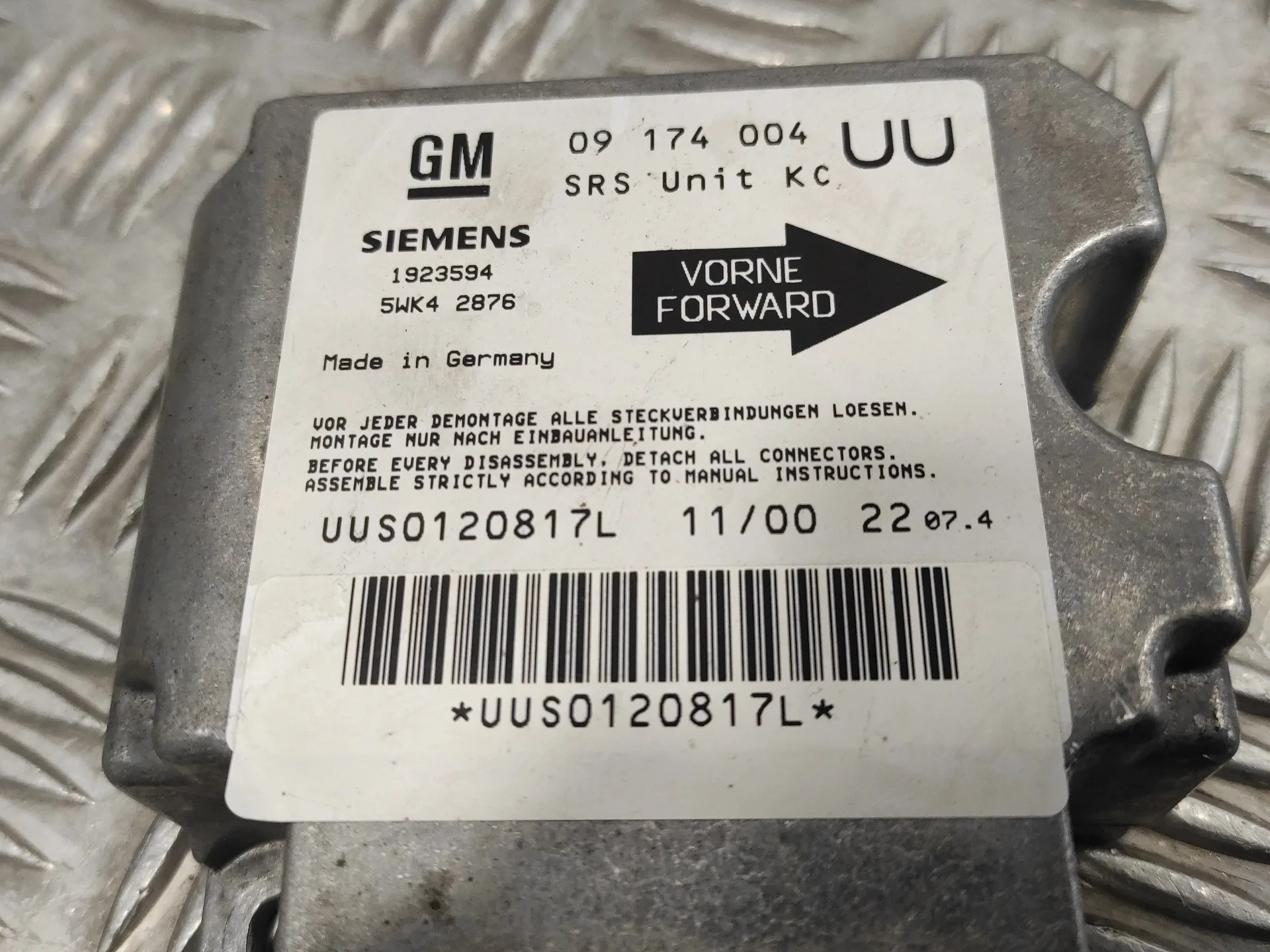 Centralita Airbag para Opel Astra G Berlina