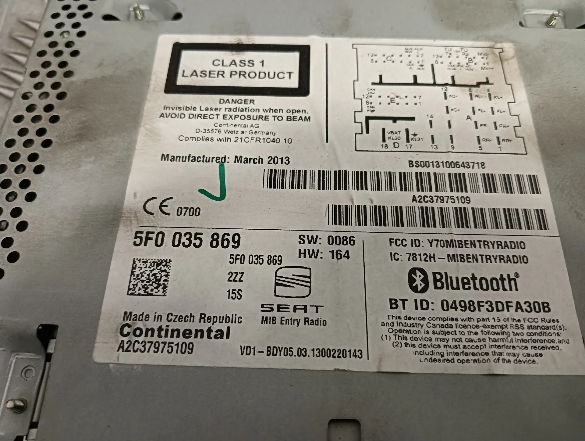Sistema Audio / Radio Cd para Seat Leon (5F1)
