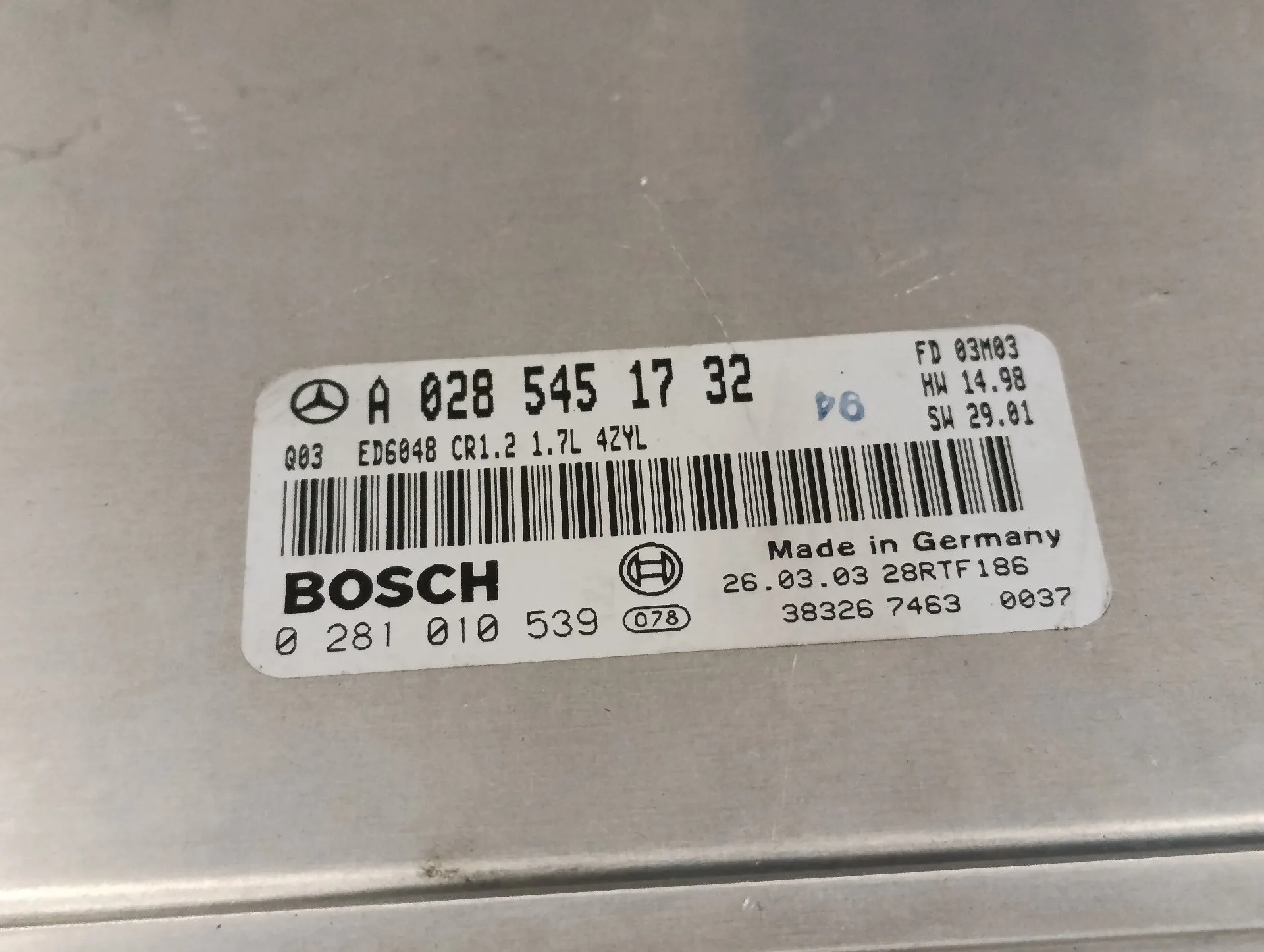 Centralita Motor Uce para Mercedes-Benz Vaneo (W414) Furgoneta Compacta