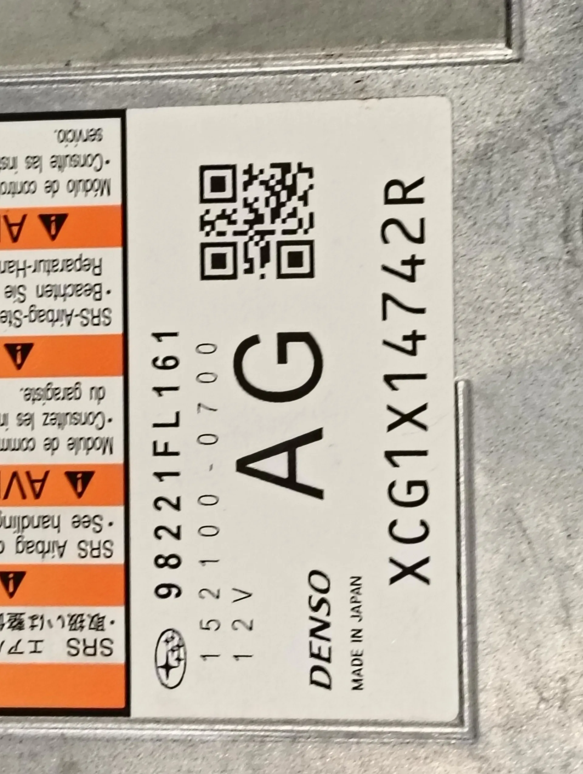 Centralita Airbag para Subaru Xv (G5)