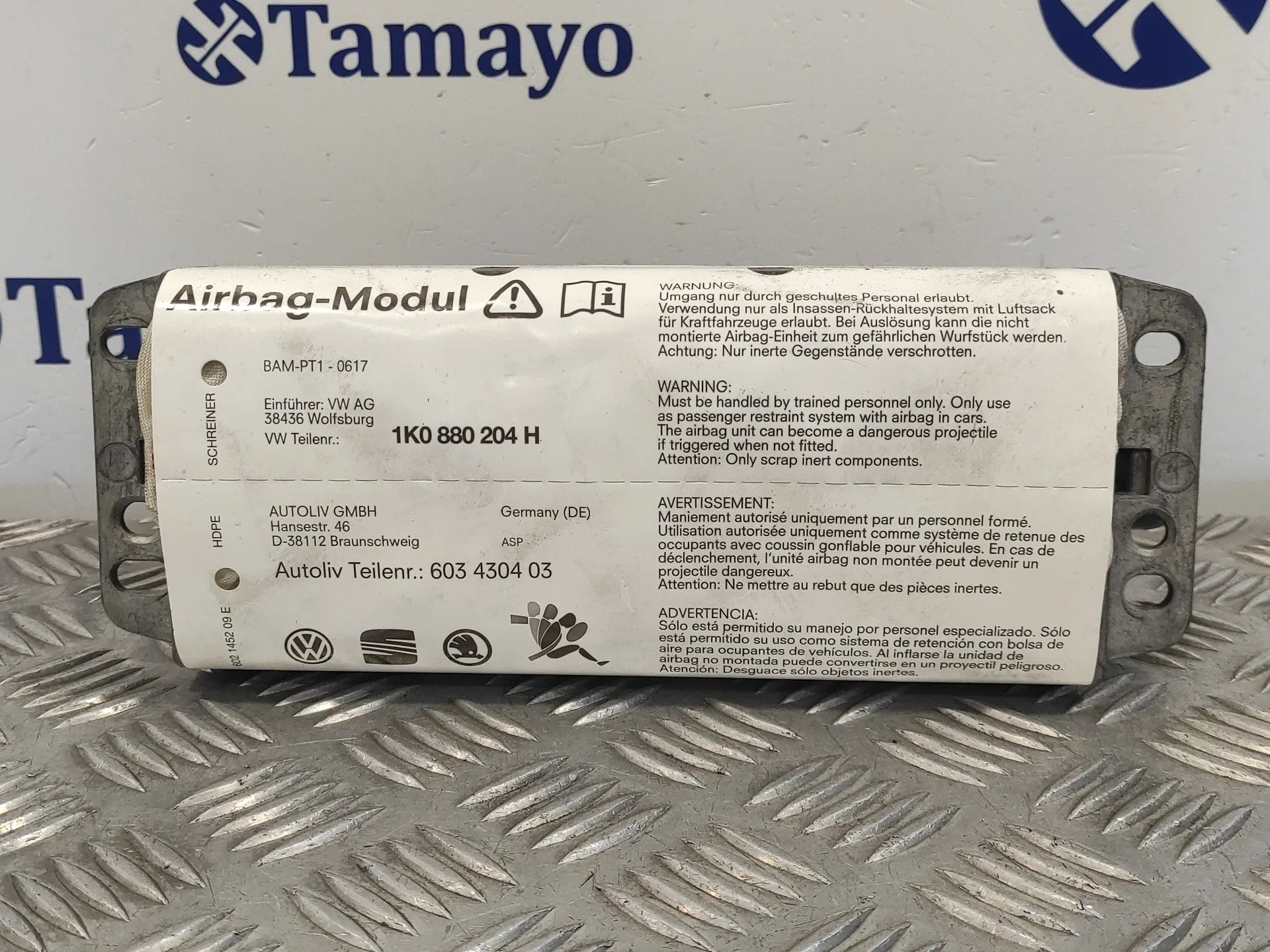 Airbag Delantero Derecho para Volkswagen Golf V Berlina (1K1)