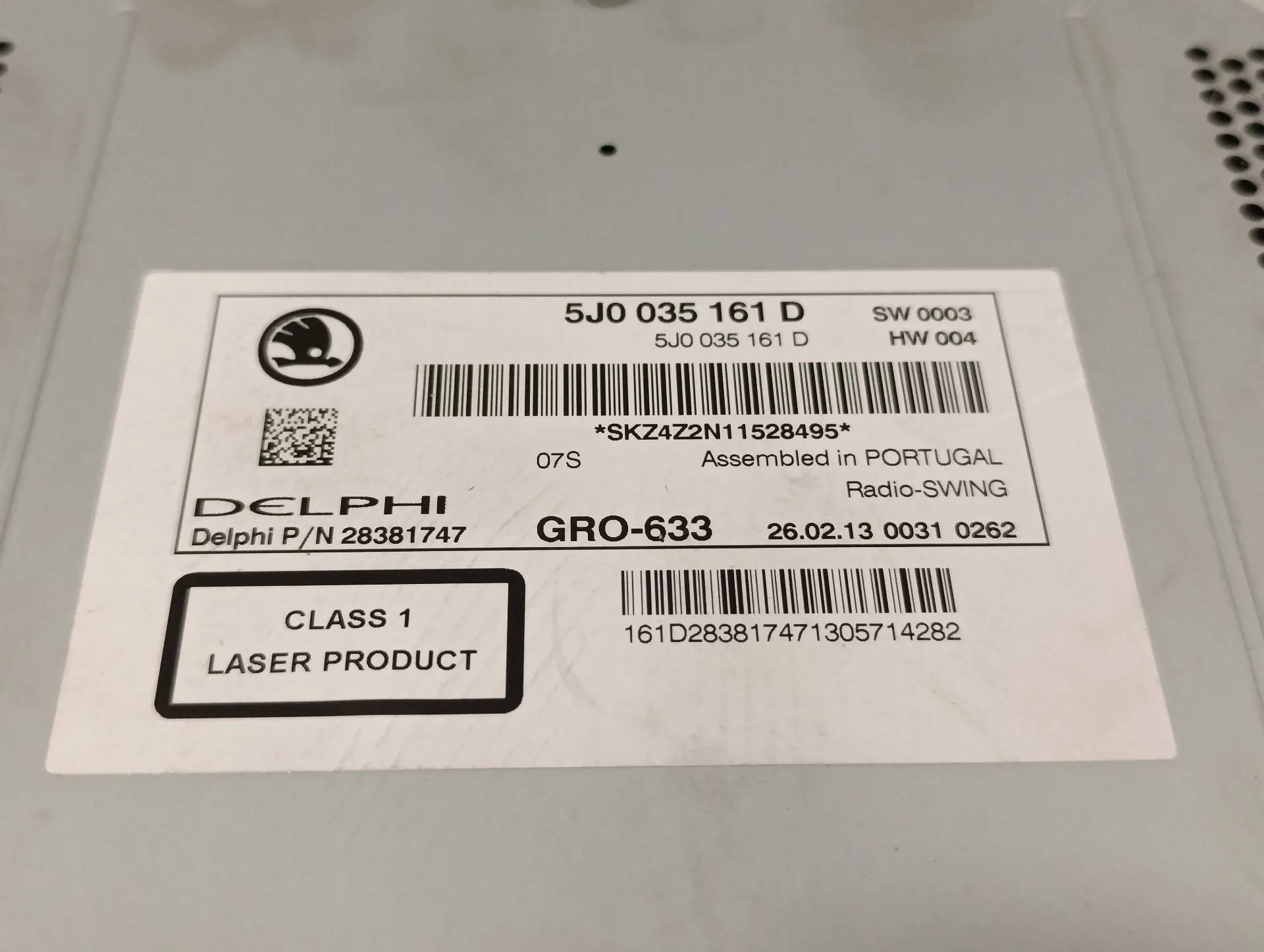 Sistema Audio / Radio Cd para Skoda Fabia (5J2 )