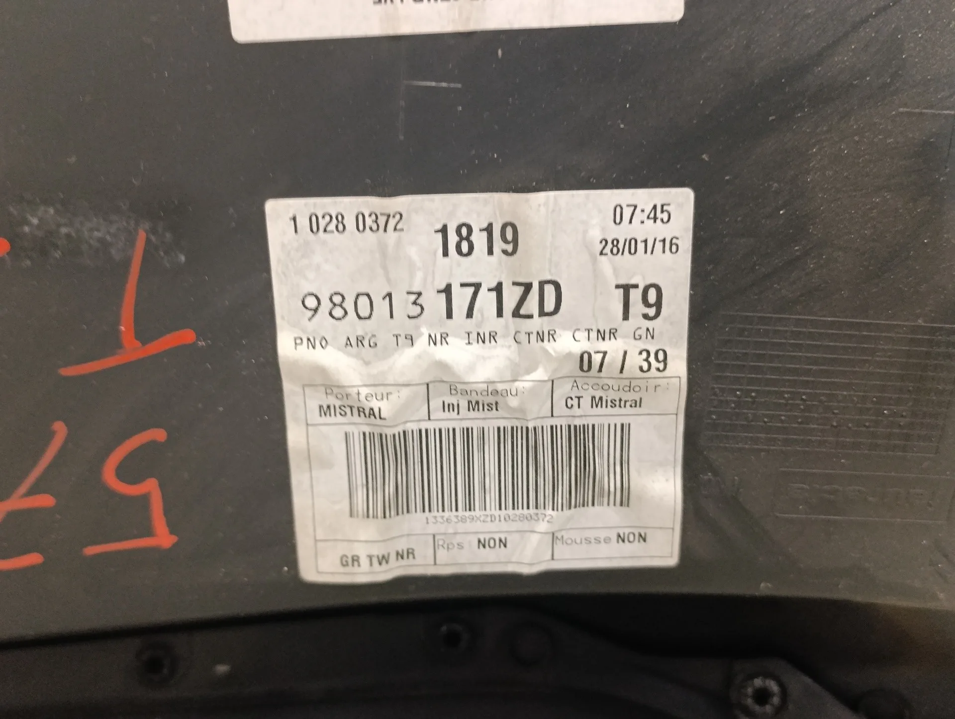 Guarnecido Puerta Trasera Izquierda para Peugeot 308
