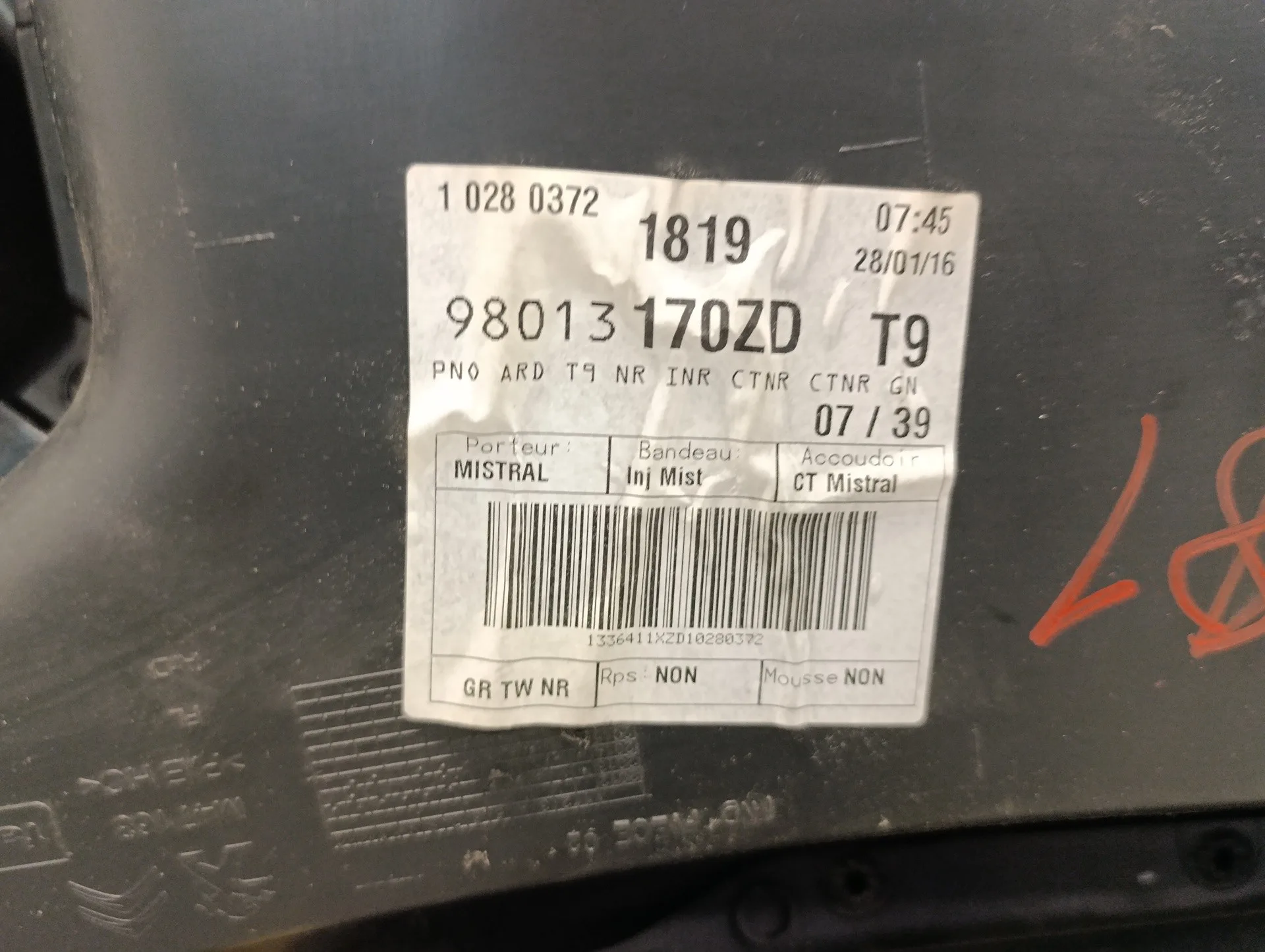 Guarnecido Puerta Trasera Derecha para Peugeot 308