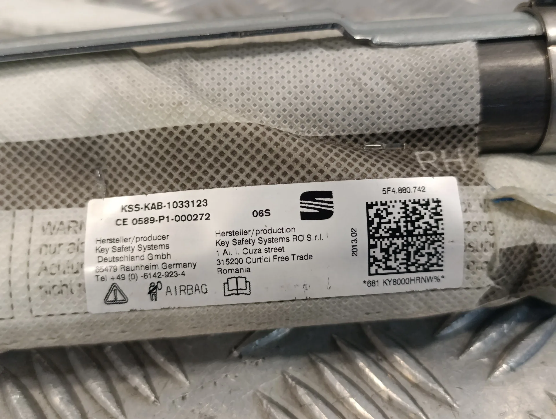 Airbag Cortina Delantero Derecho para Seat Leon (5F1)