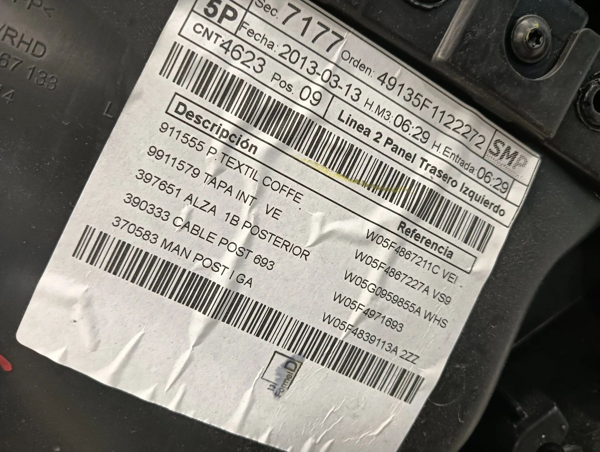 Guarnecido Puerta Trasera Izquierda para Seat Leon (5F1)