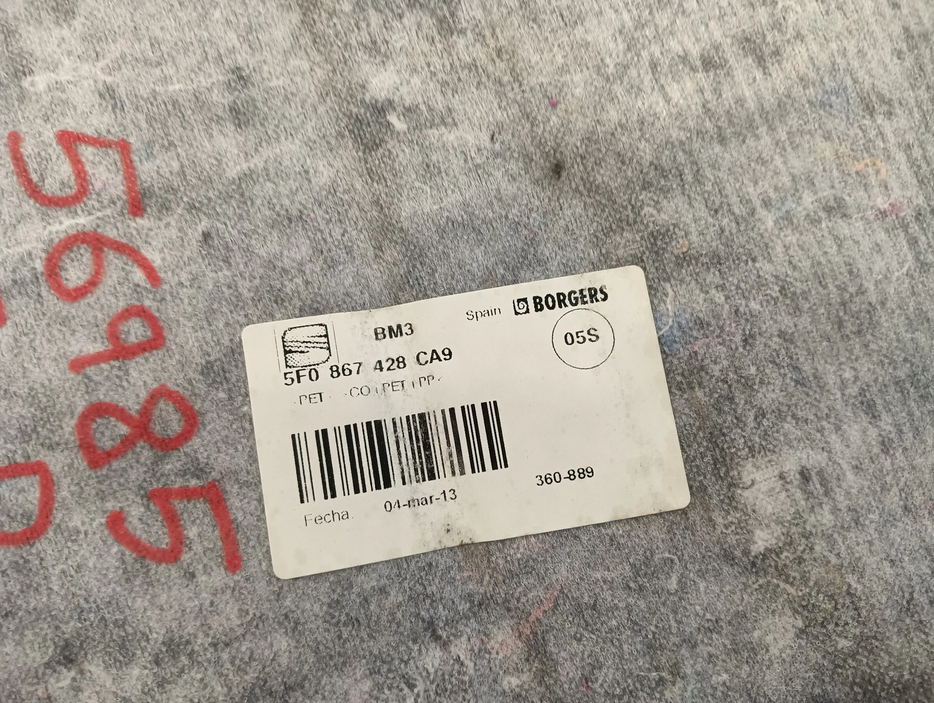 Tapizado Maletero para Seat Leon (5F1)