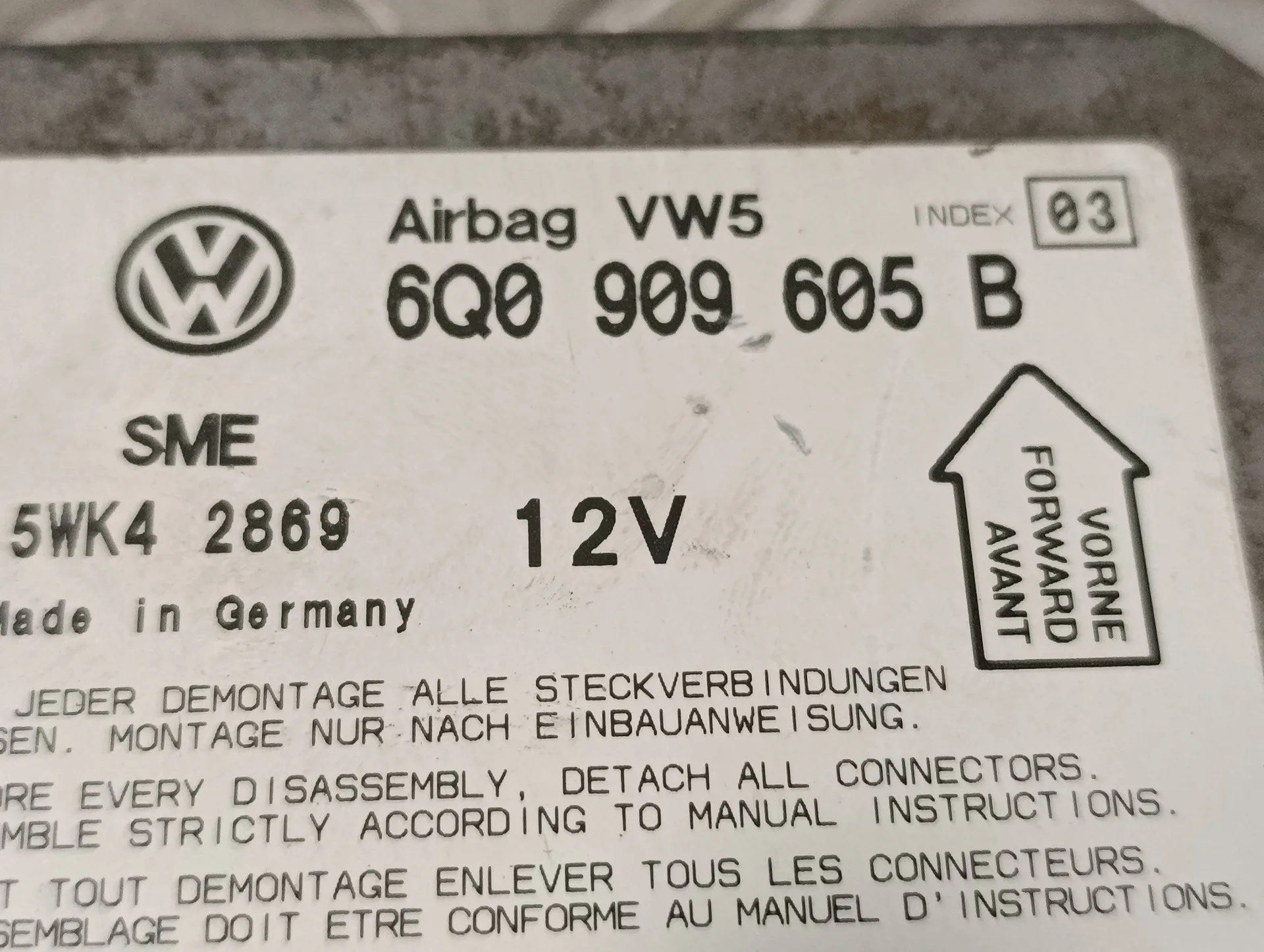 Centralita Airbag para Volkswagen Passat Berlina (3B2)