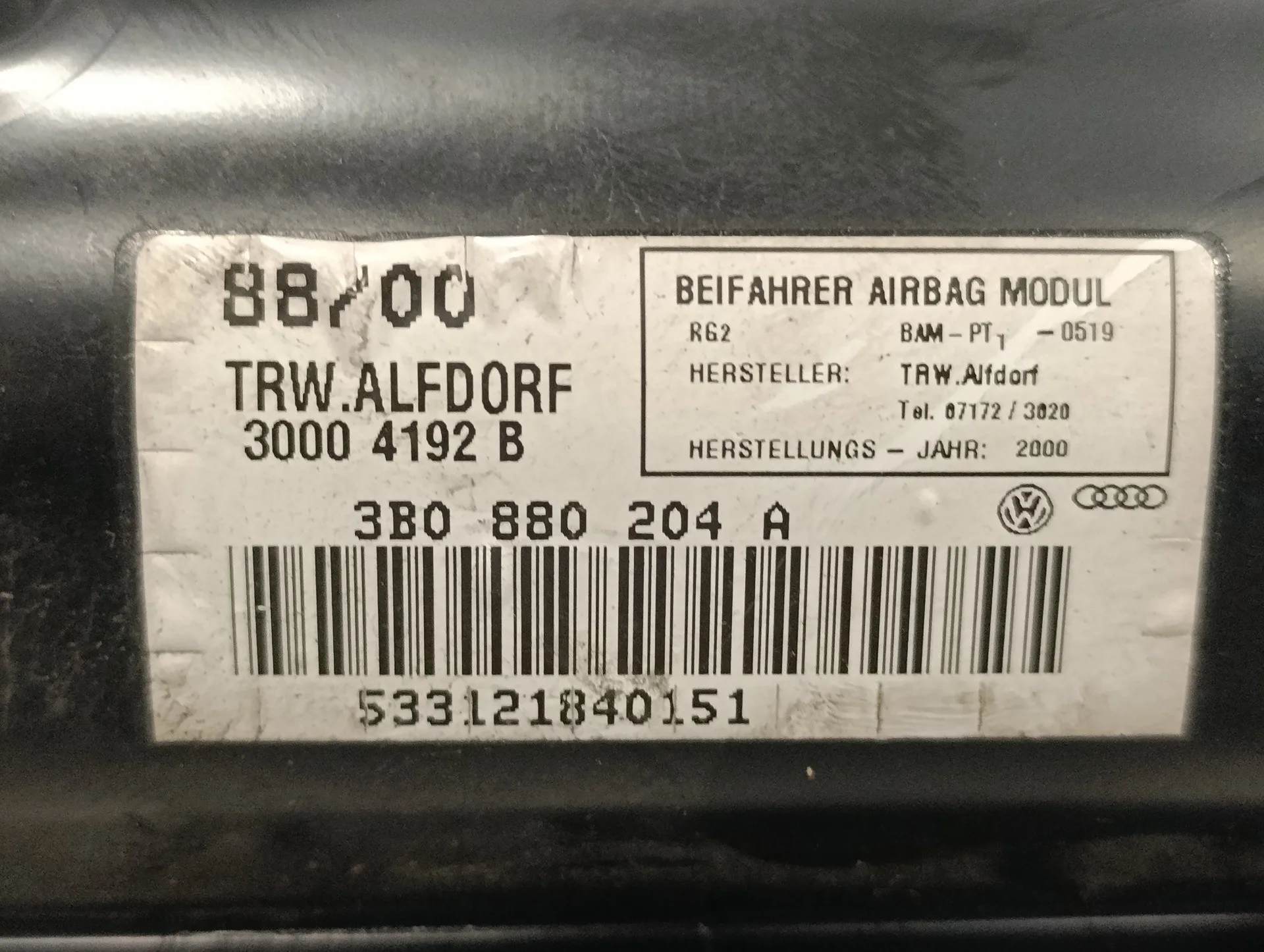 Airbag Delantero Derecho para Volkswagen Passat Berlina (3B2)