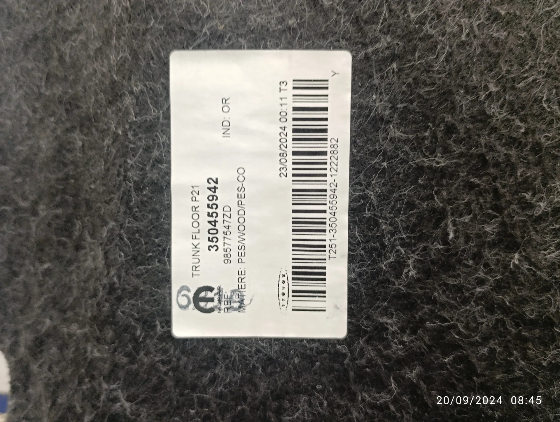 Moqueta Maletero para Opel Corsa F