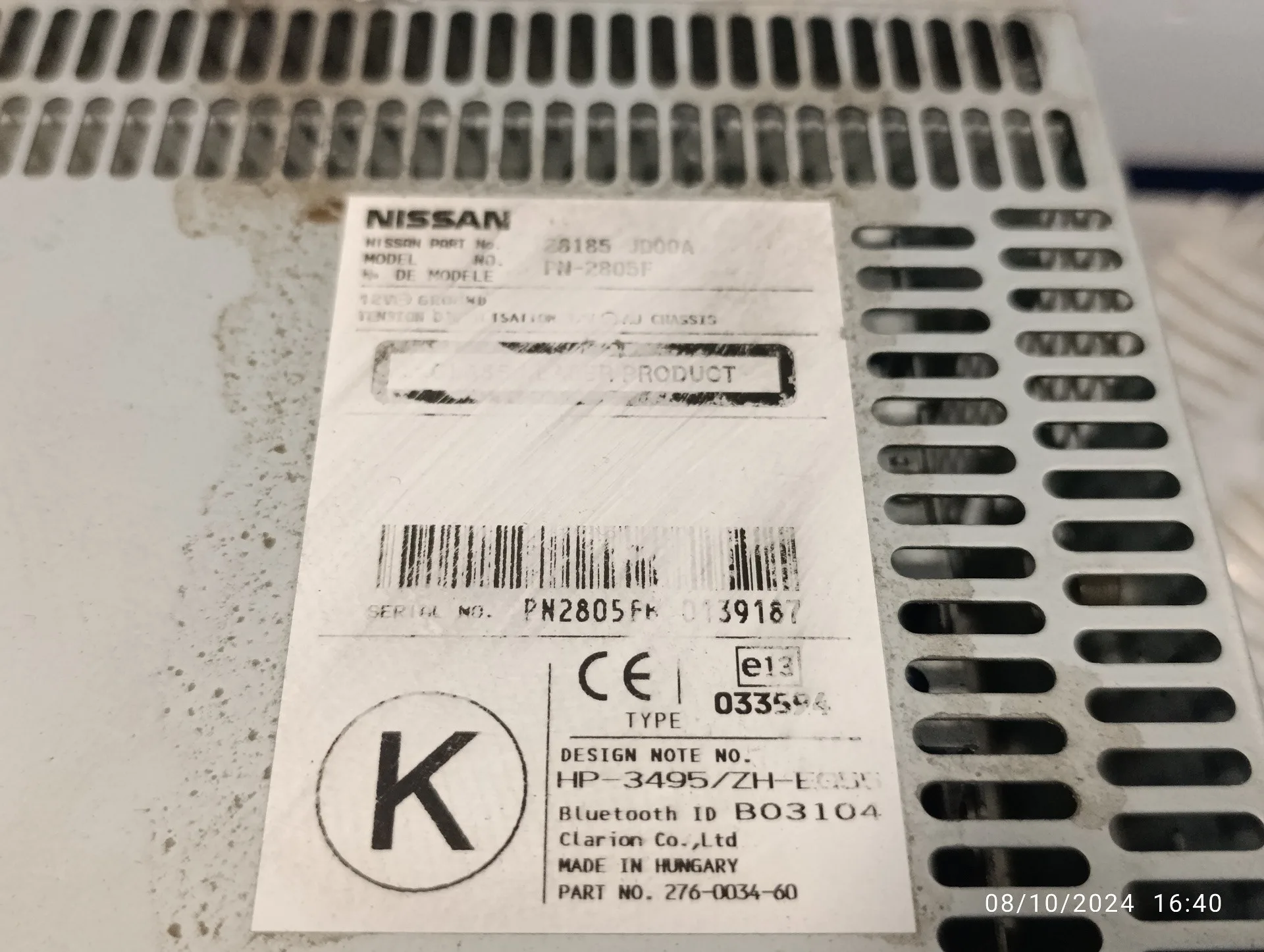Sistema Audio / Radio Cd para Nissan Qashqai (J10)