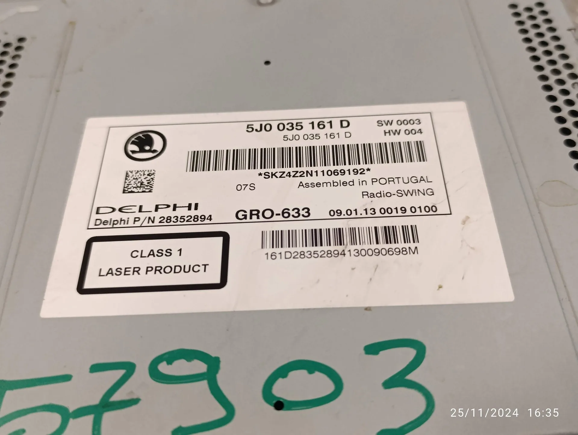 Sistema Audio / Radio Cd para Skoda Fabia (5J2 )