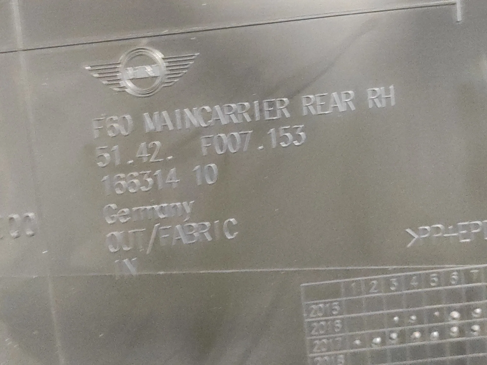 Guarnecido Puerta Trasera Derecha para Mini Countryman (F60)