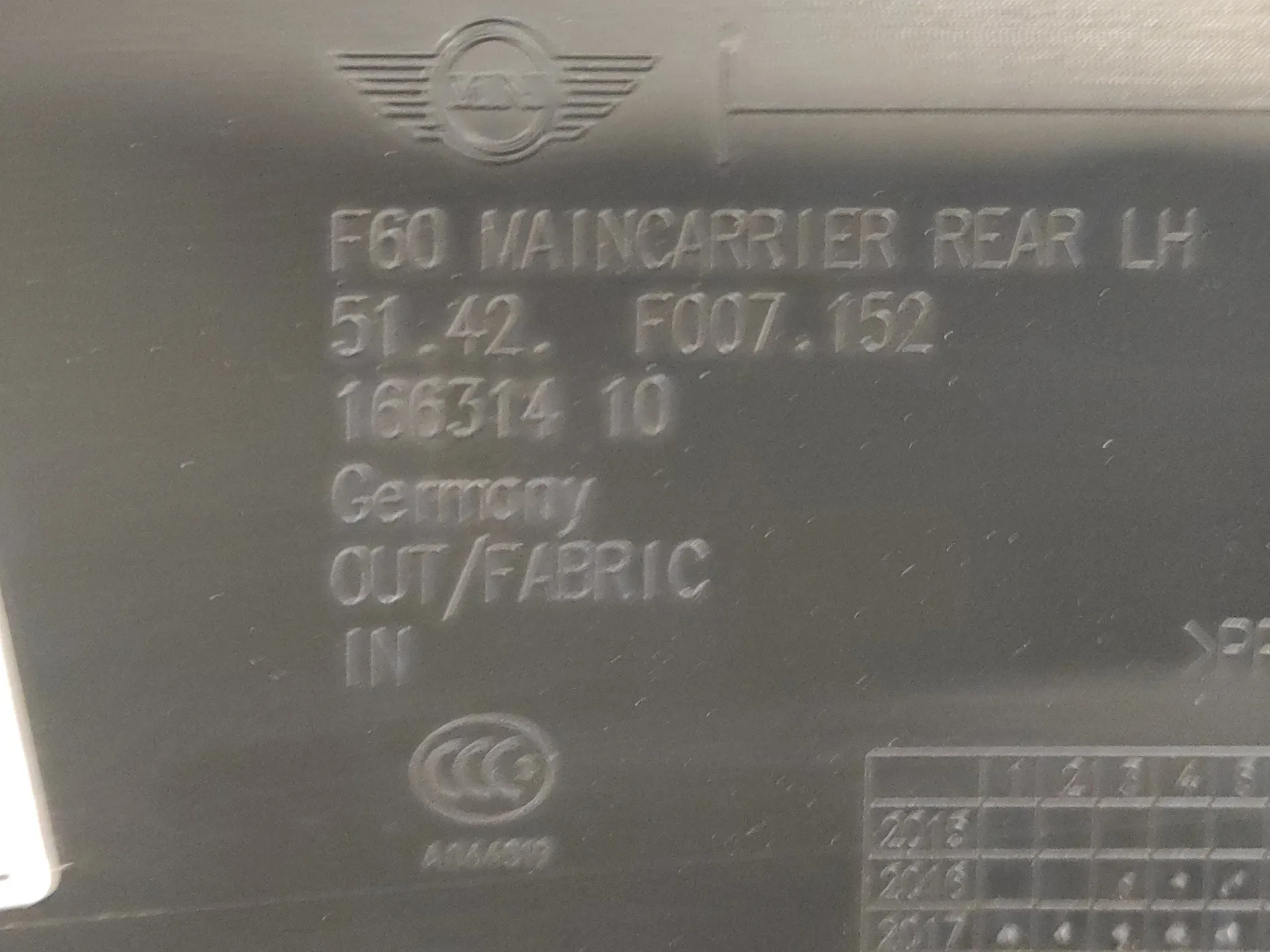 Guarnecido Puerta Trasera Izquierda para Mini Countryman (F60)