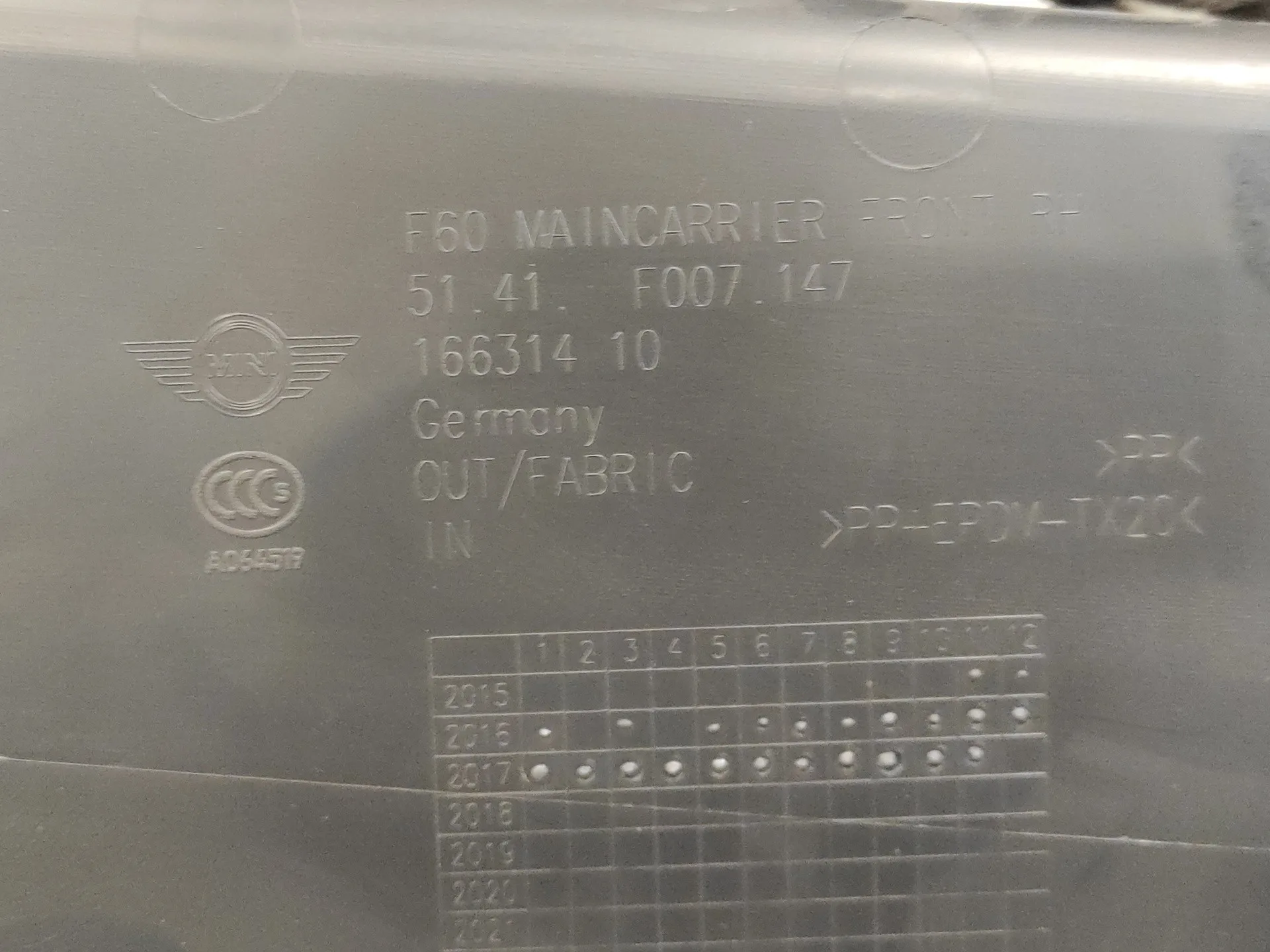 Guarnecido Puerta Delantera Derecha para Mini Countryman (F60)