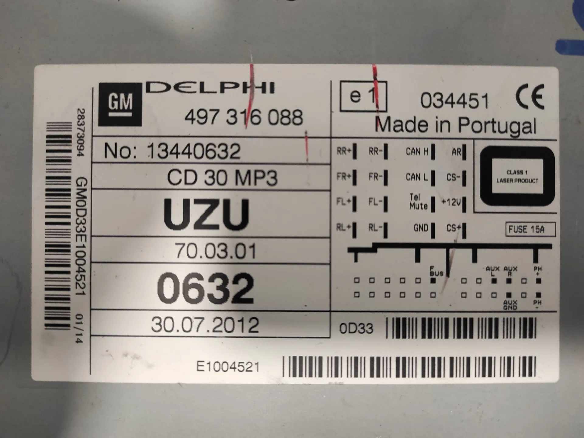 Sistema Audio / Radio Cd para Opel Corsa D
