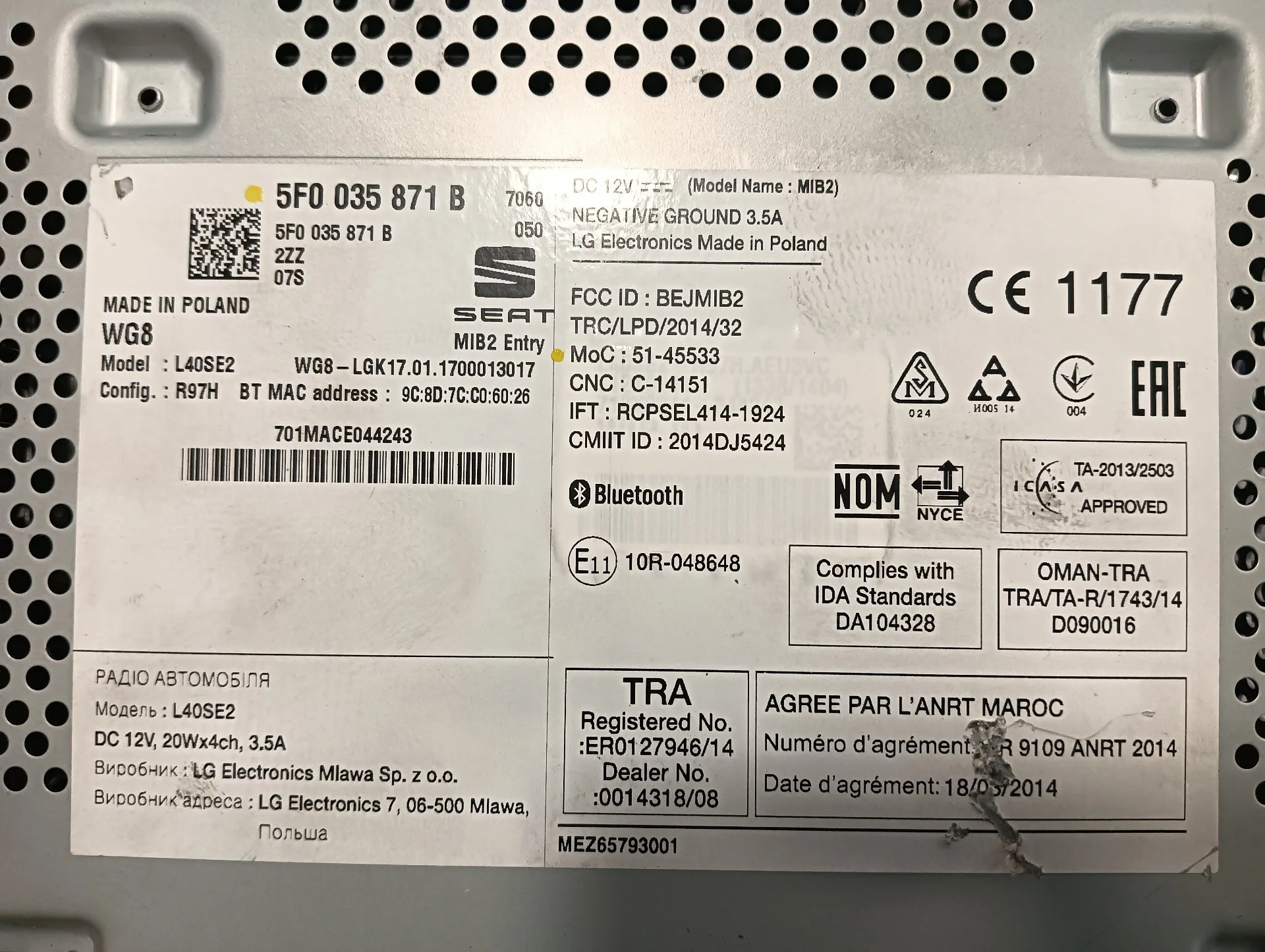 Sistema Audio / Radio Cd para Seat Ibiza Sc (6P5)