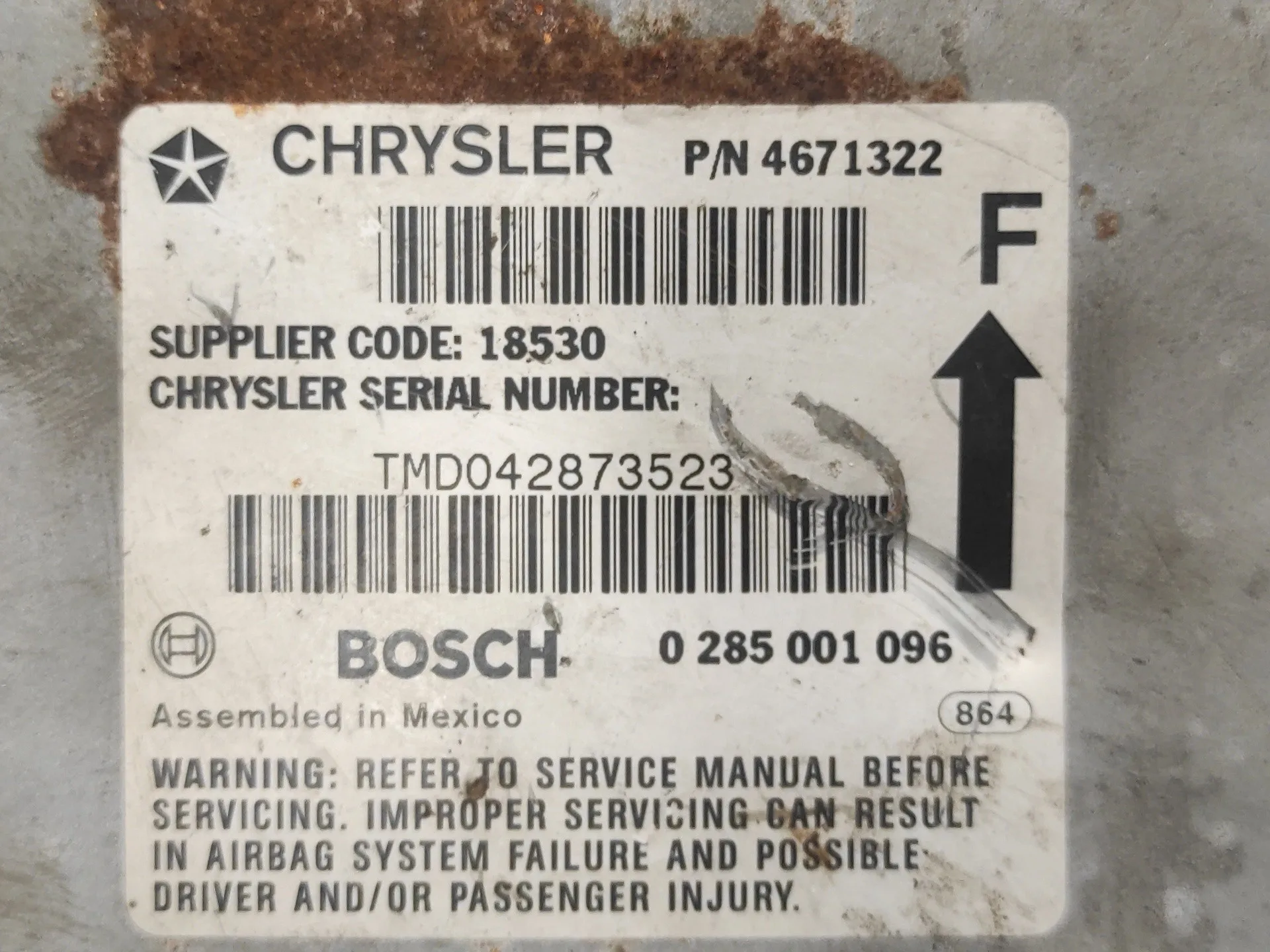 Centralita Airbag para Chrysler Stratus Cabrio (Jx)