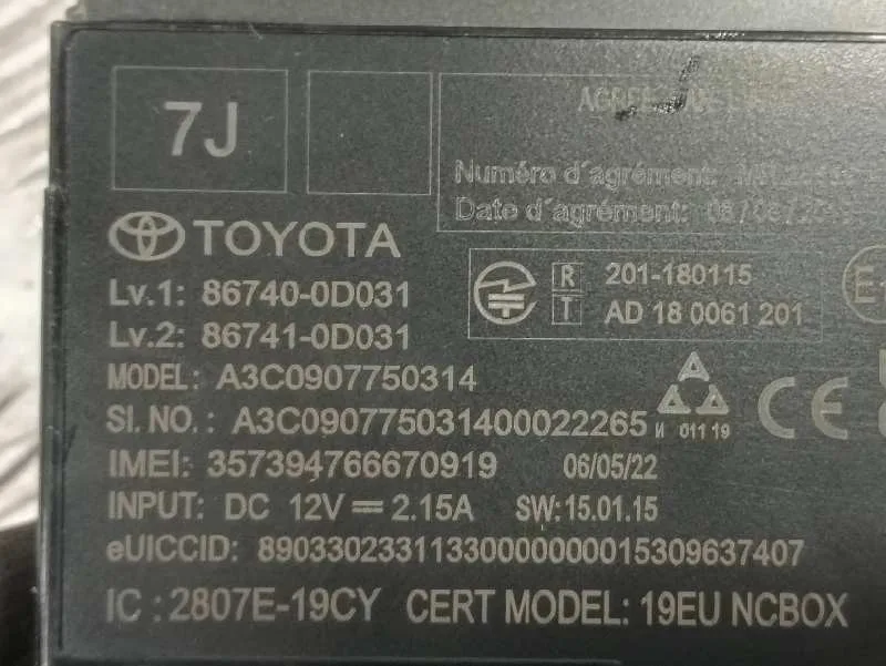 Modulo Electronico para Toyota Yaris (Xpa1F/Mxph11/Chxnbw)