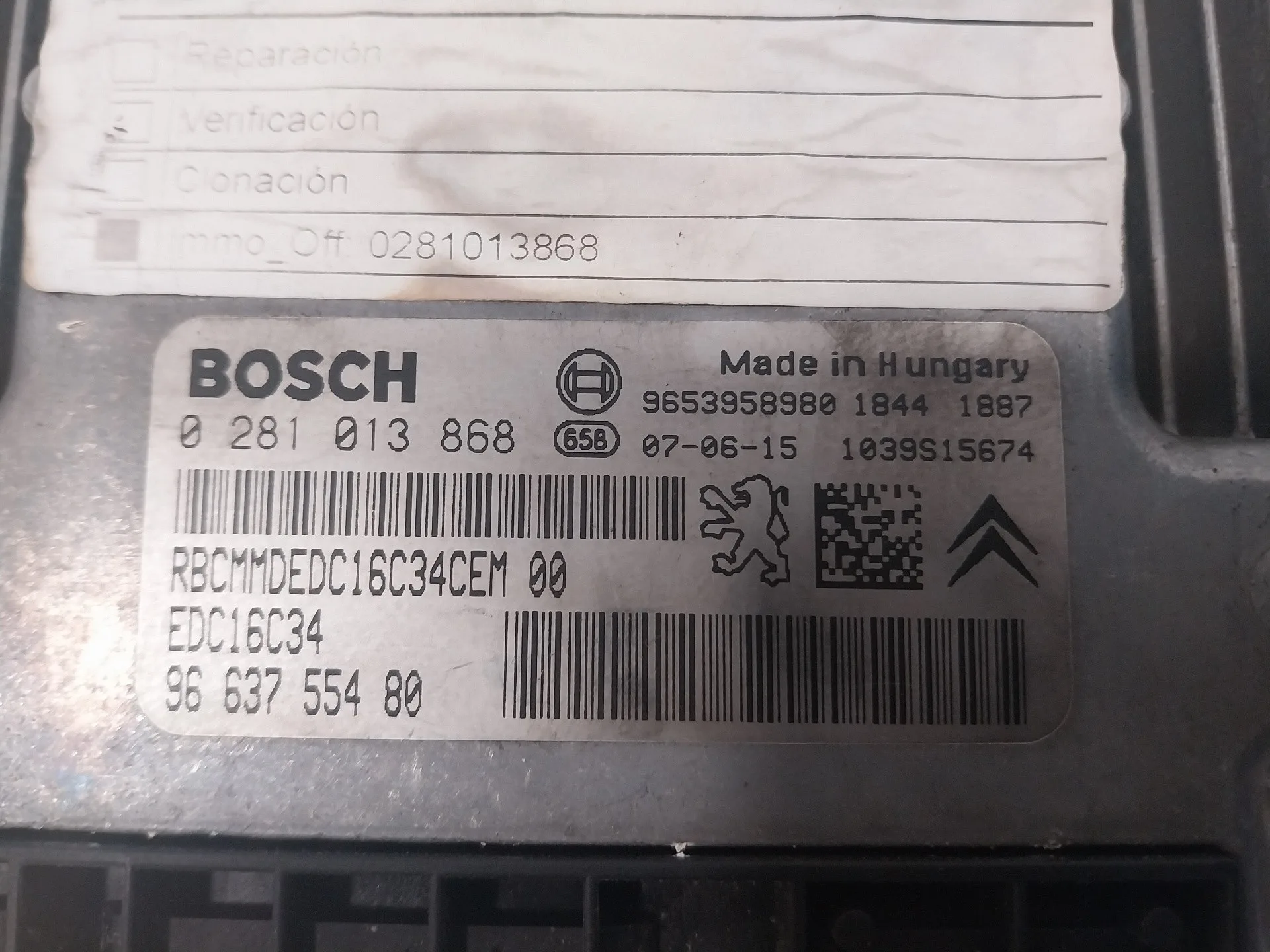 Centralita Motor Uce para Peugeot 207
