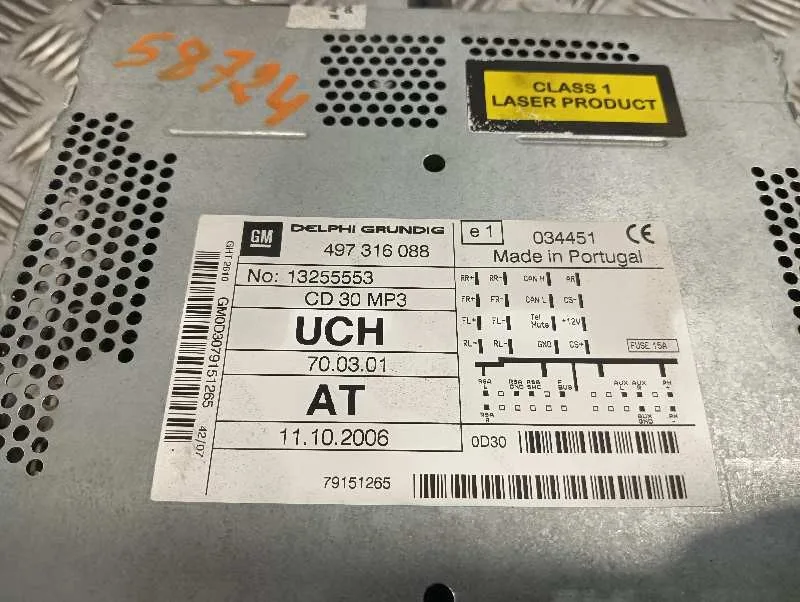 Sistema Audio / Radio Cd para Opel Astra H Ber.
