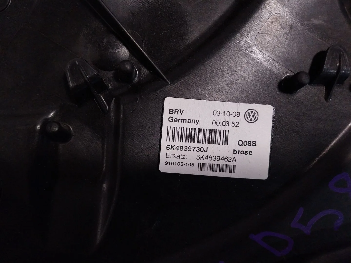 Elevalunas Trasero Derecho para Volkswagen Golf Vi (5K1)