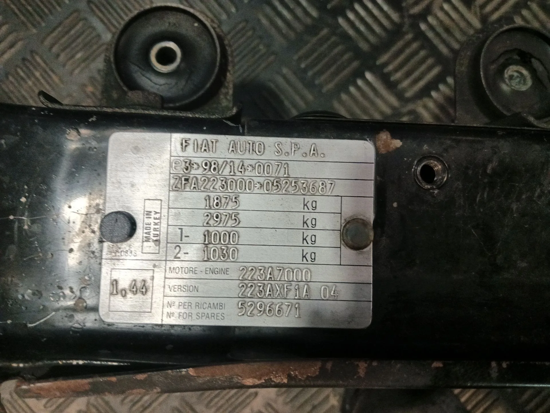 Panel Frontal para Fiat Doblo Monospace (119_, 223_)