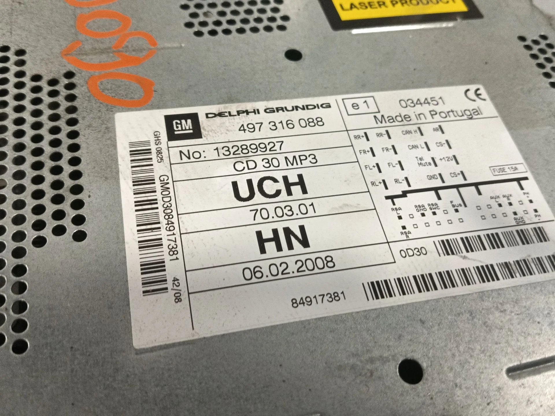 Sistema Audio / Radio Cd para Opel Corsa D (S07)