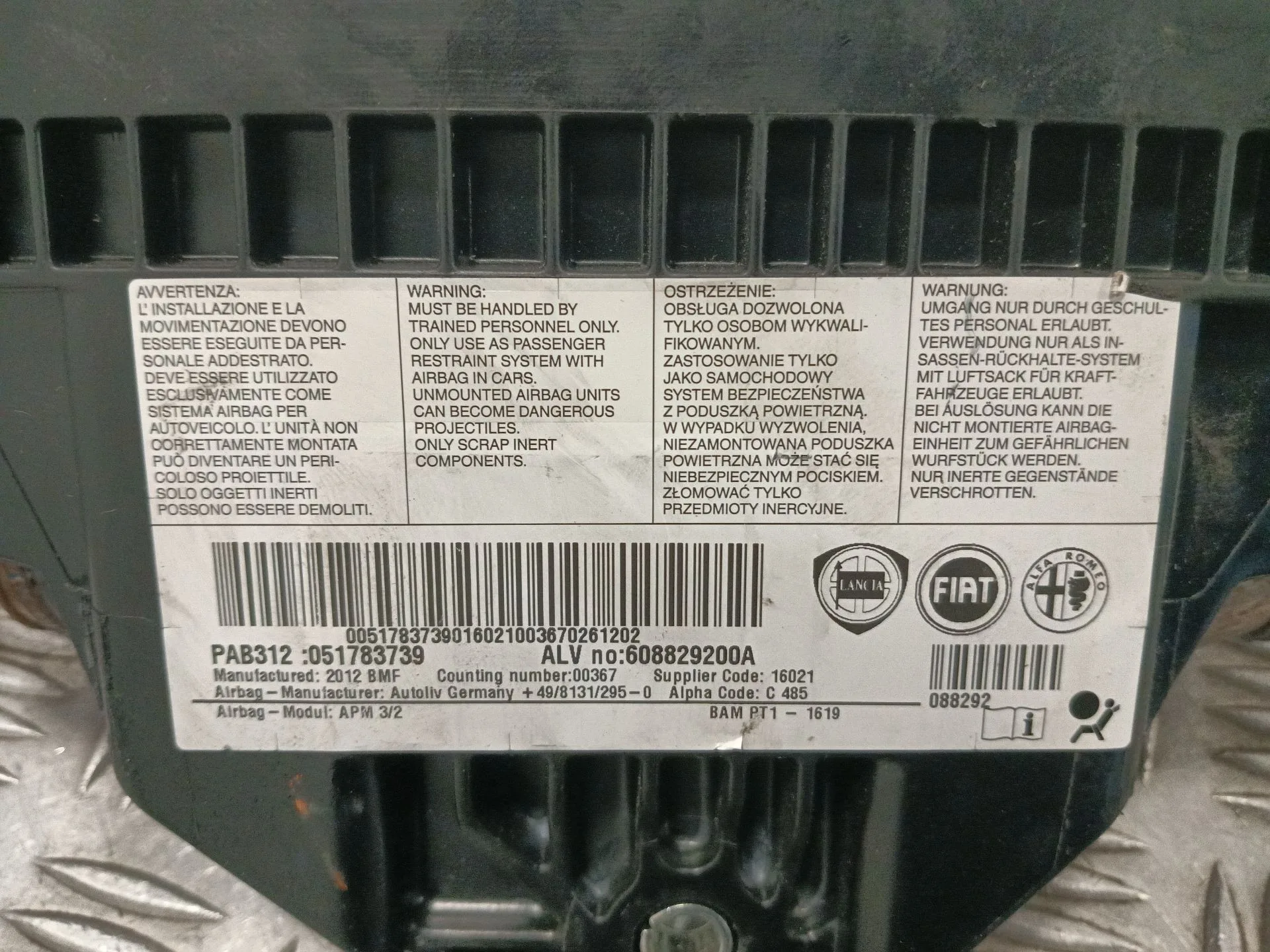 Airbag Delantero Derecho para Fiat 500 (312_)