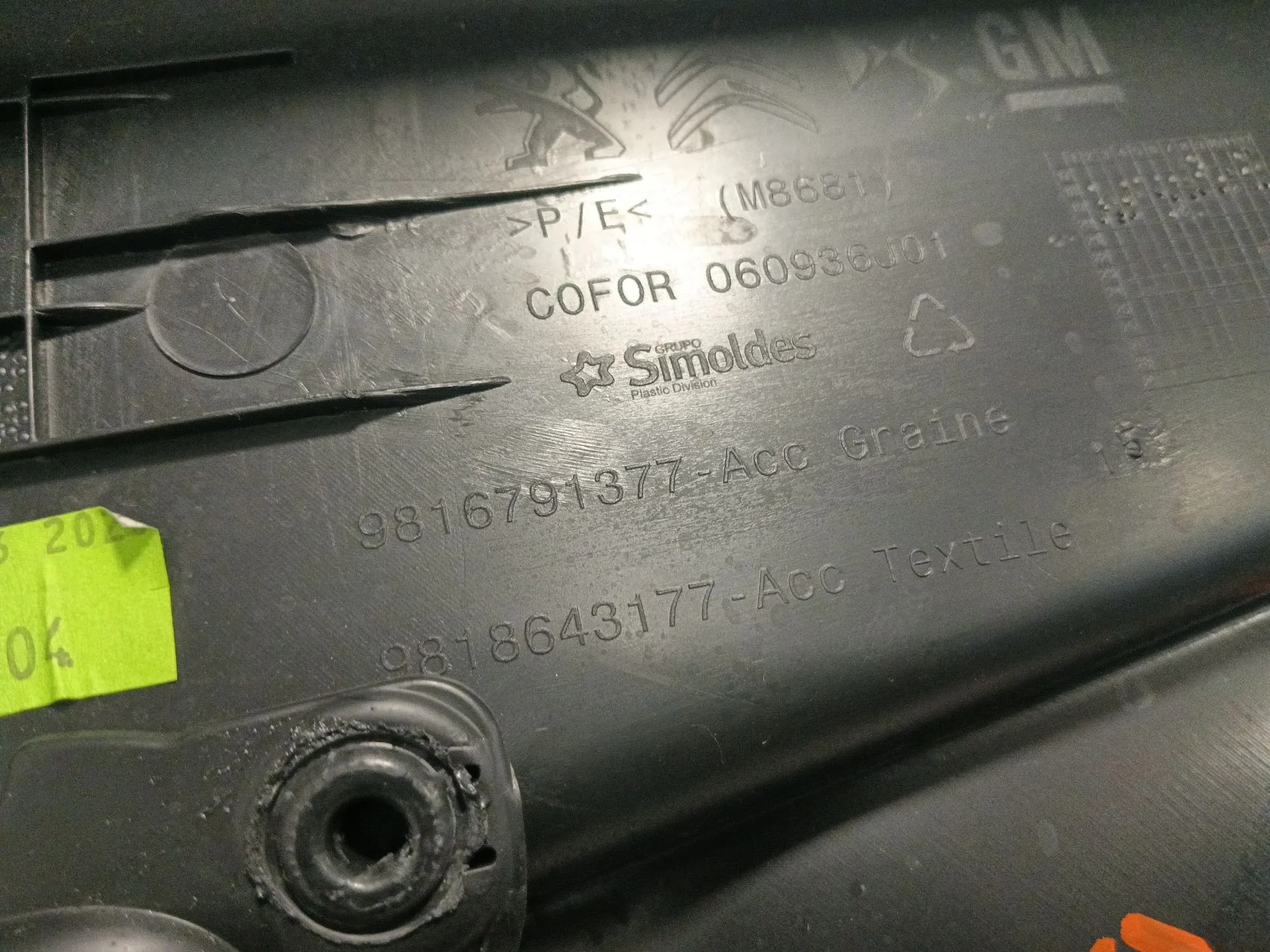Guarnecido Puerta Delantera Derecha para Opel Combo Furgoneta/Monovolumen (K9)